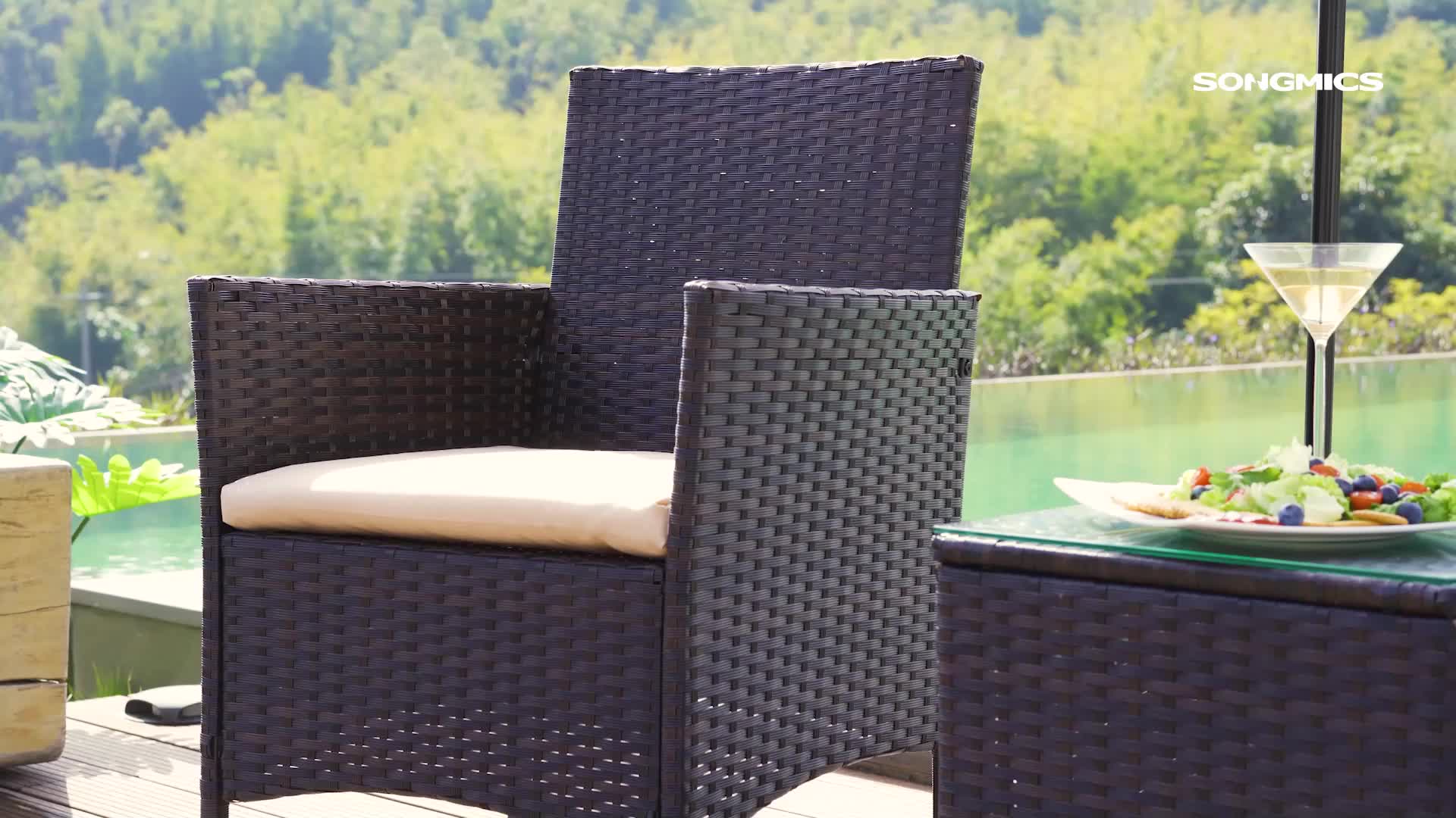 SONGMICS (3-dílný) balkonový nábytek, zahradní lehátková Náhled obrázku produktu 6