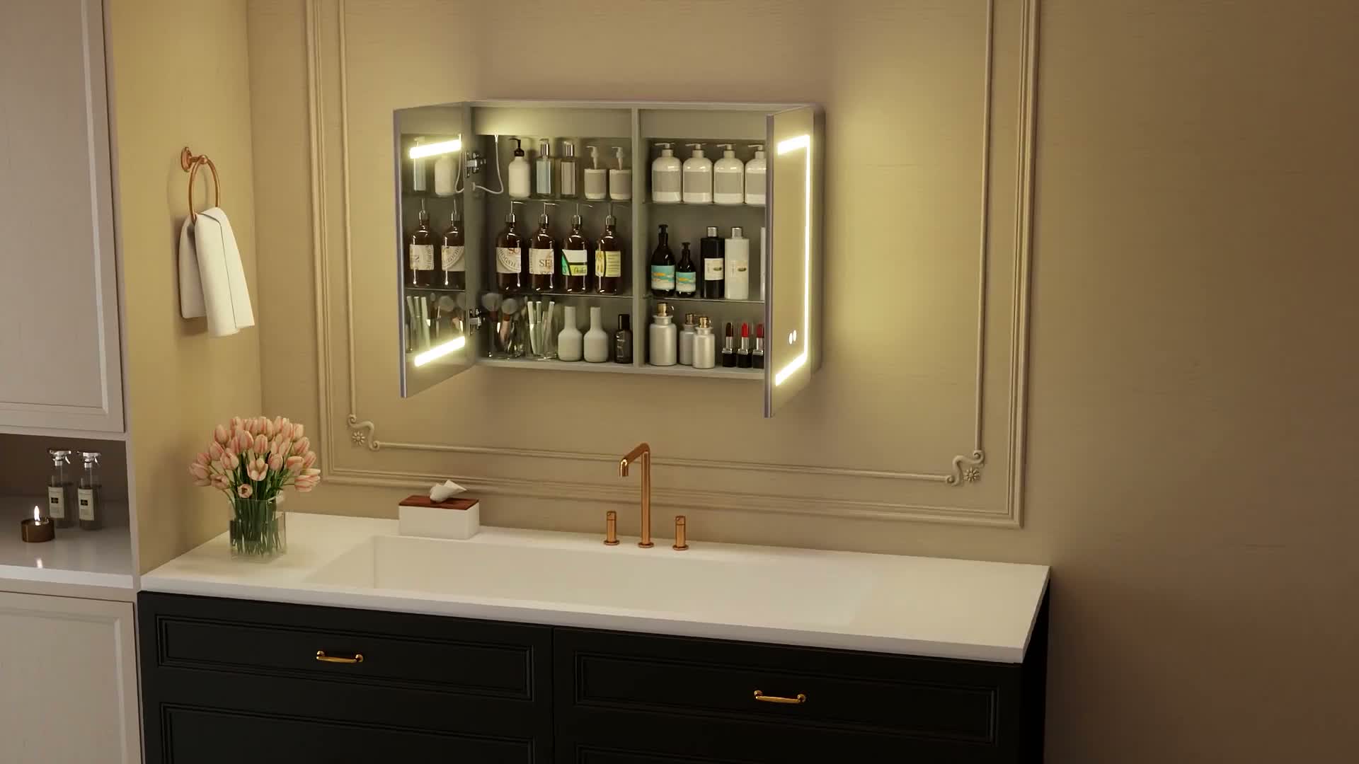 HOMCOM Spiegelschrank Bad mit LED-Beleuchtung und Produktbild-Vorschau 7
