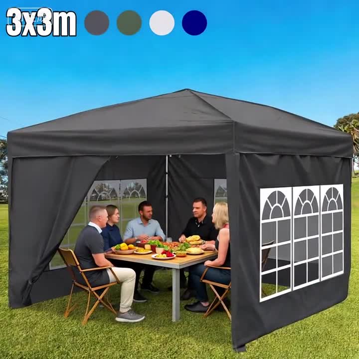 Jayseuw Pavillon Faltpavillon 3x3m Grau Partyzelt UV-Schutz Produktbild-Vorschau 5