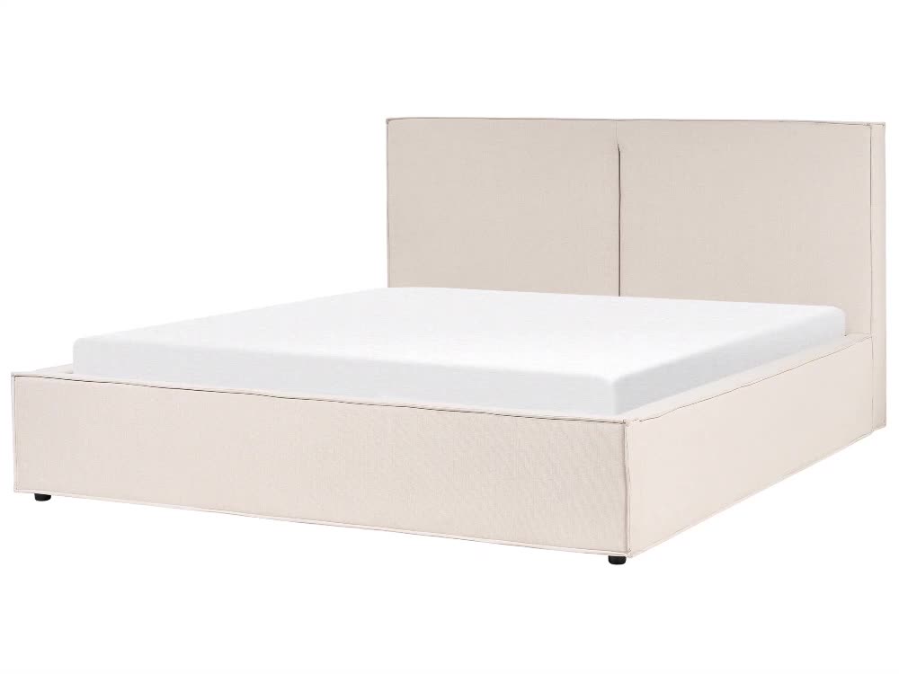 BELIANI Polsterbett Beige Stoffbezug mit Hohem Kopfteil Produktbild-Vorschau 7