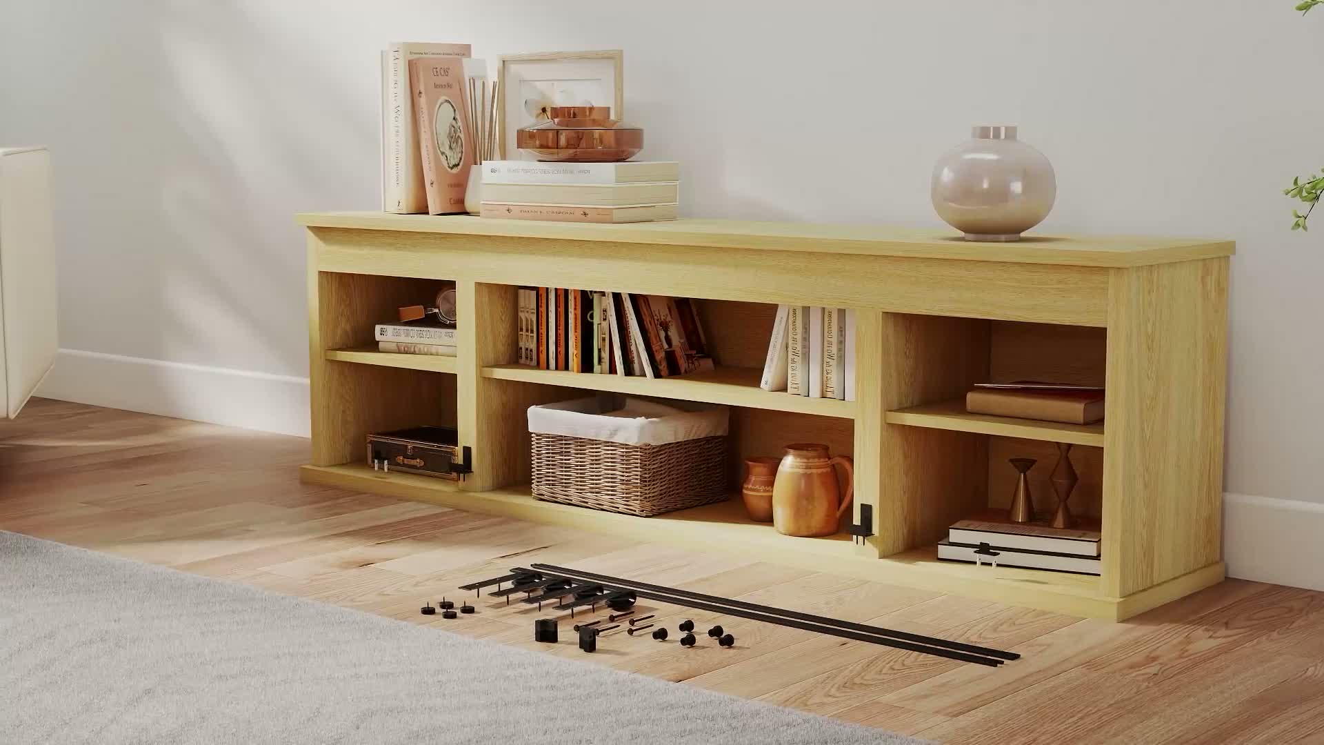 HOMCOM Schiebetürsystem Laufschiene für doppelte Holztüren Produktbild-Vorschau 7
