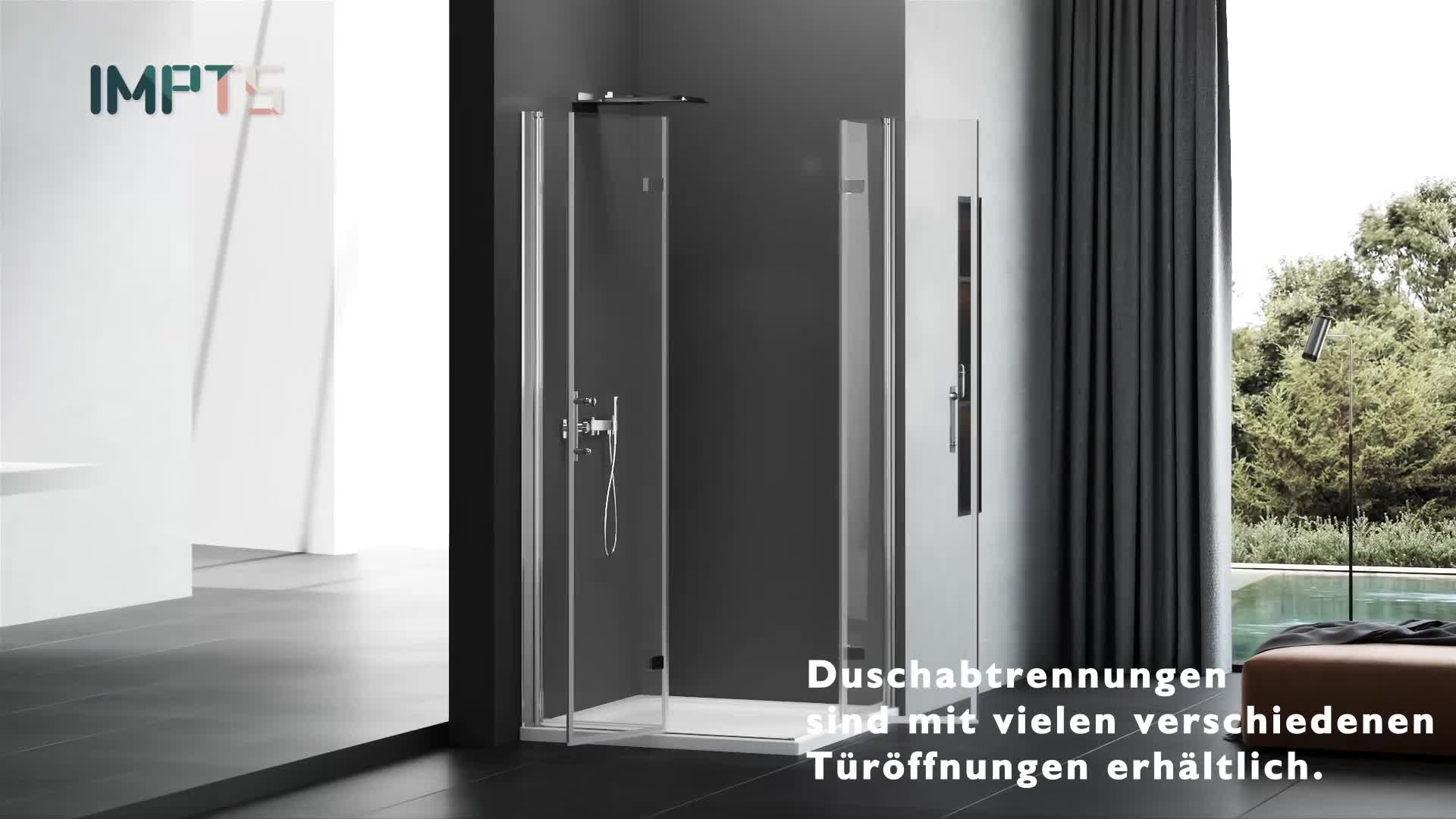 IMPTS Duschkabine Eckeinstieg 80x80 cm 180º Doppel Falttür Produktbild-Vorschau 7