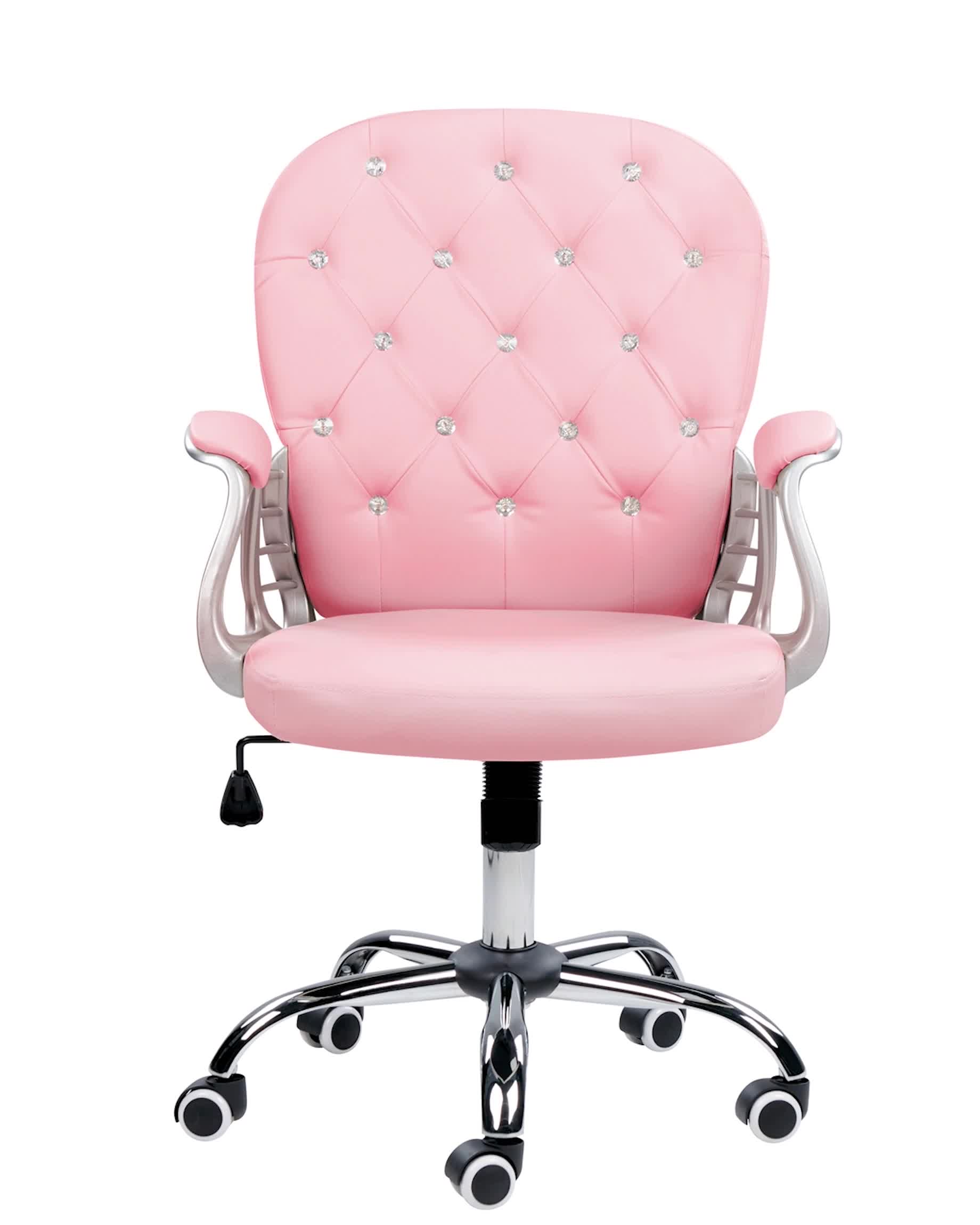BELIANI Bürostuhl Rosa Kunstleder mit Kristallen Bremsbaren Produktbild-Vorschau 7