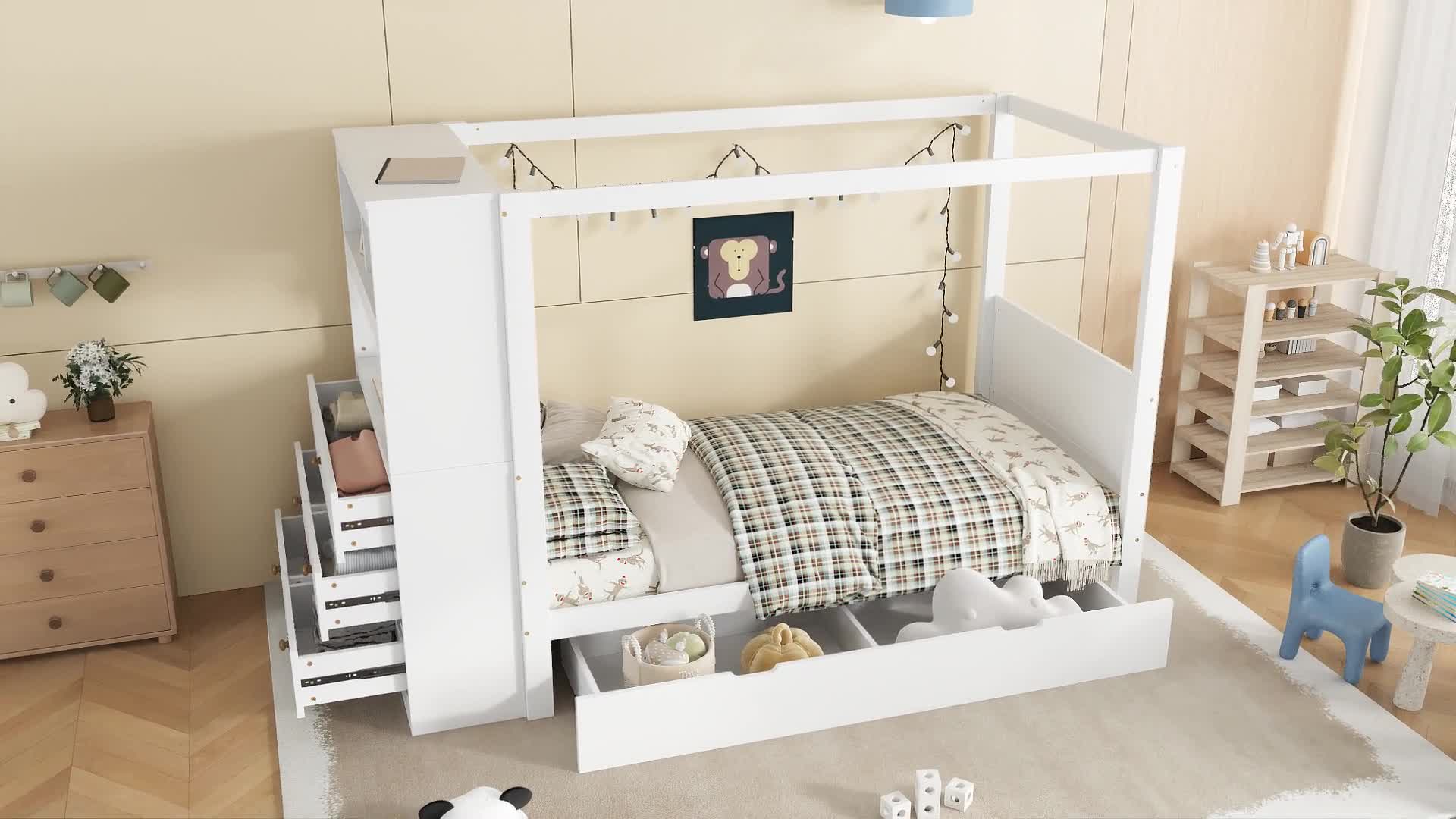 Flieks Holzbett Jugendbett 90x200cm mit Stauraum und Produktbild-Vorschau 7