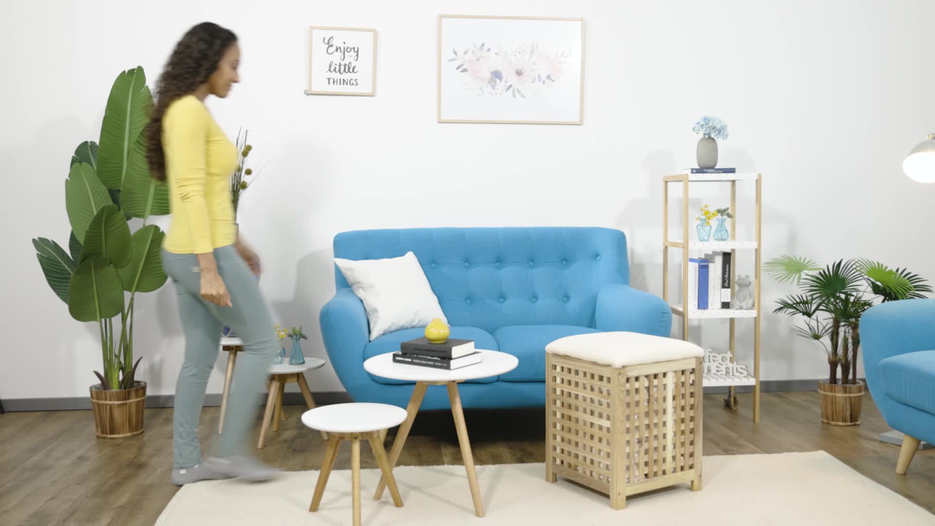 Relaxdays Wäschekorb mit Sitz, Walnussholz, Stoff, HxBxT: Produktbild-Vorschau 7