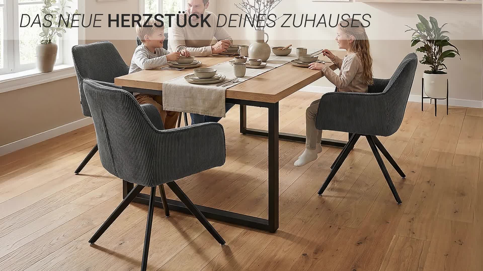 Homestyle4u Esstisch 160x90 cm Eiche Metall Schwarz Produktbild-Vorschau 7