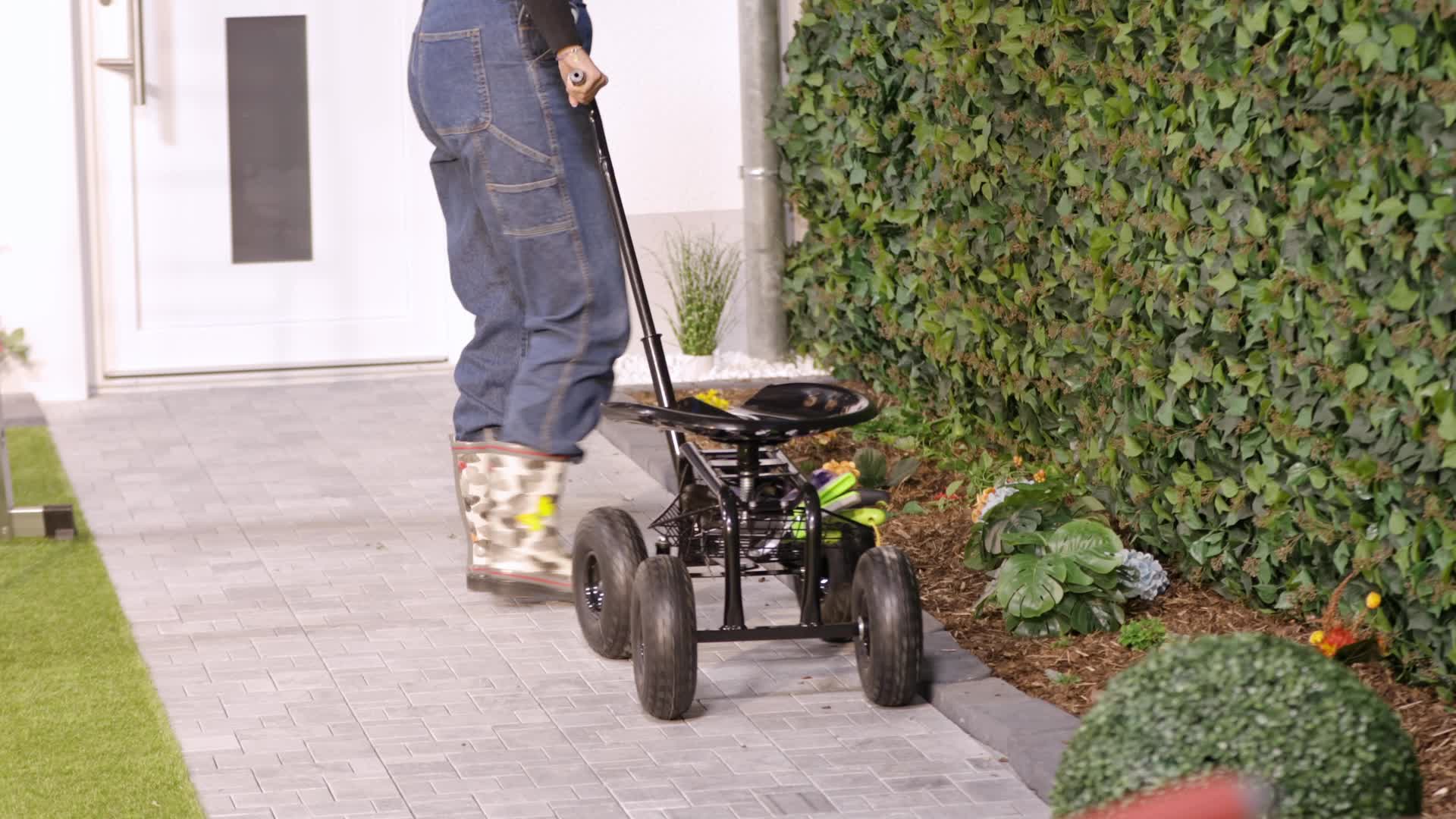Relaxdays fahrbarer Gartensitz, höhenverstellbar, 150 kg, Produktbild-Vorschau 7