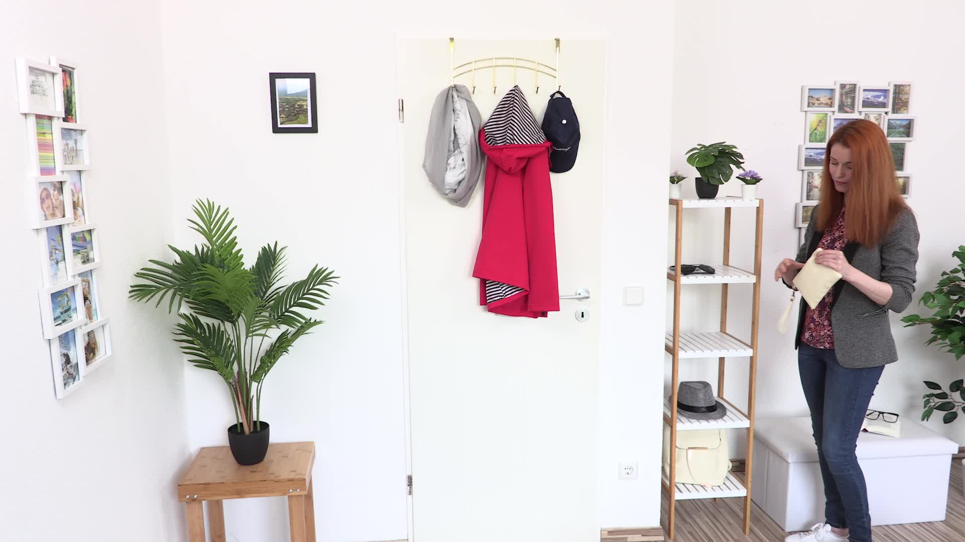 Relaxdays Türgarderobe, 6 Haken, zum Einhängen, Metall, Produktbild-Vorschau 7