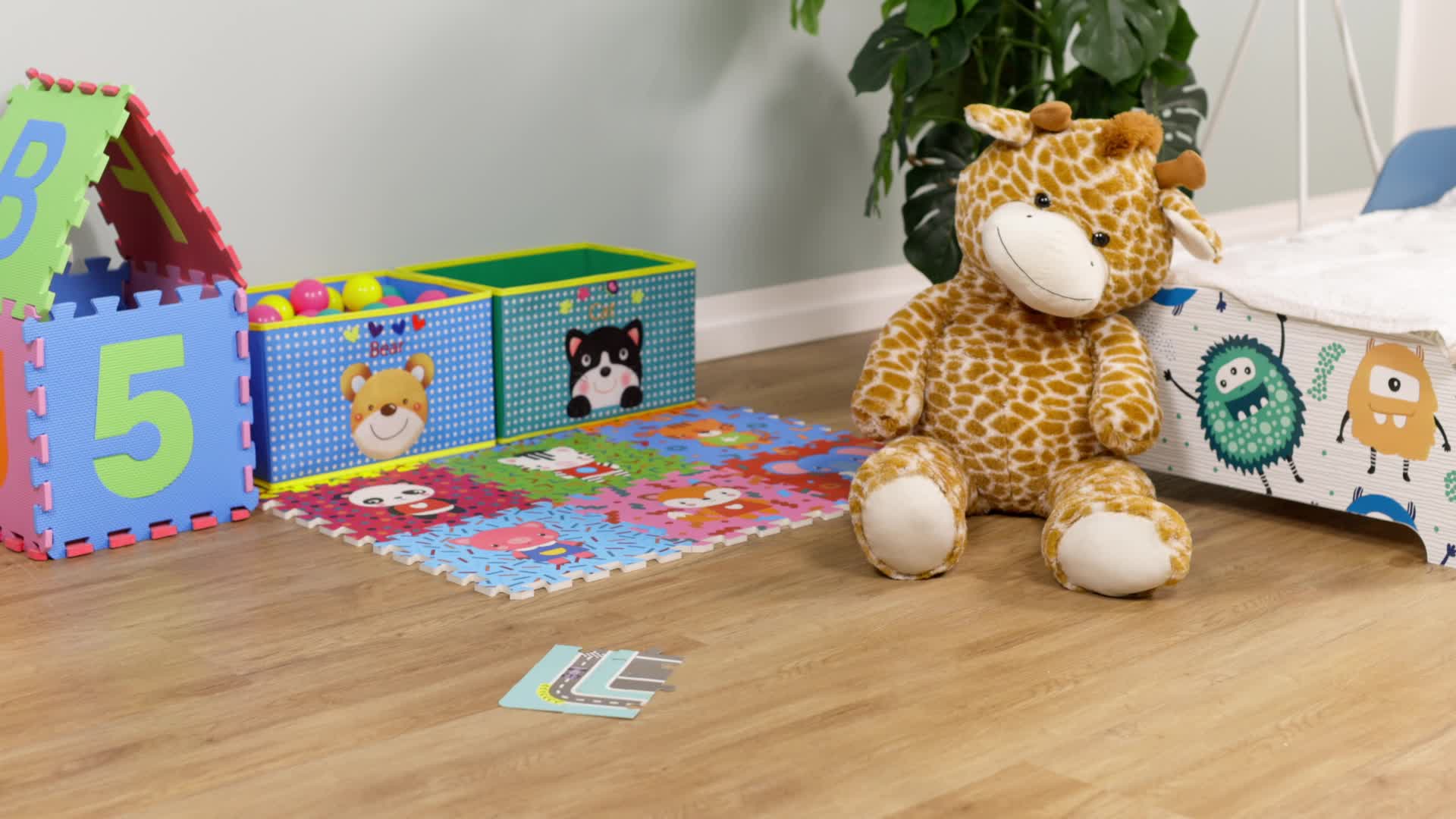 Relaxdays Holzbausteine Stadt, 133 Bauklötze, Puzzlematte, Produktbild-Vorschau 7
