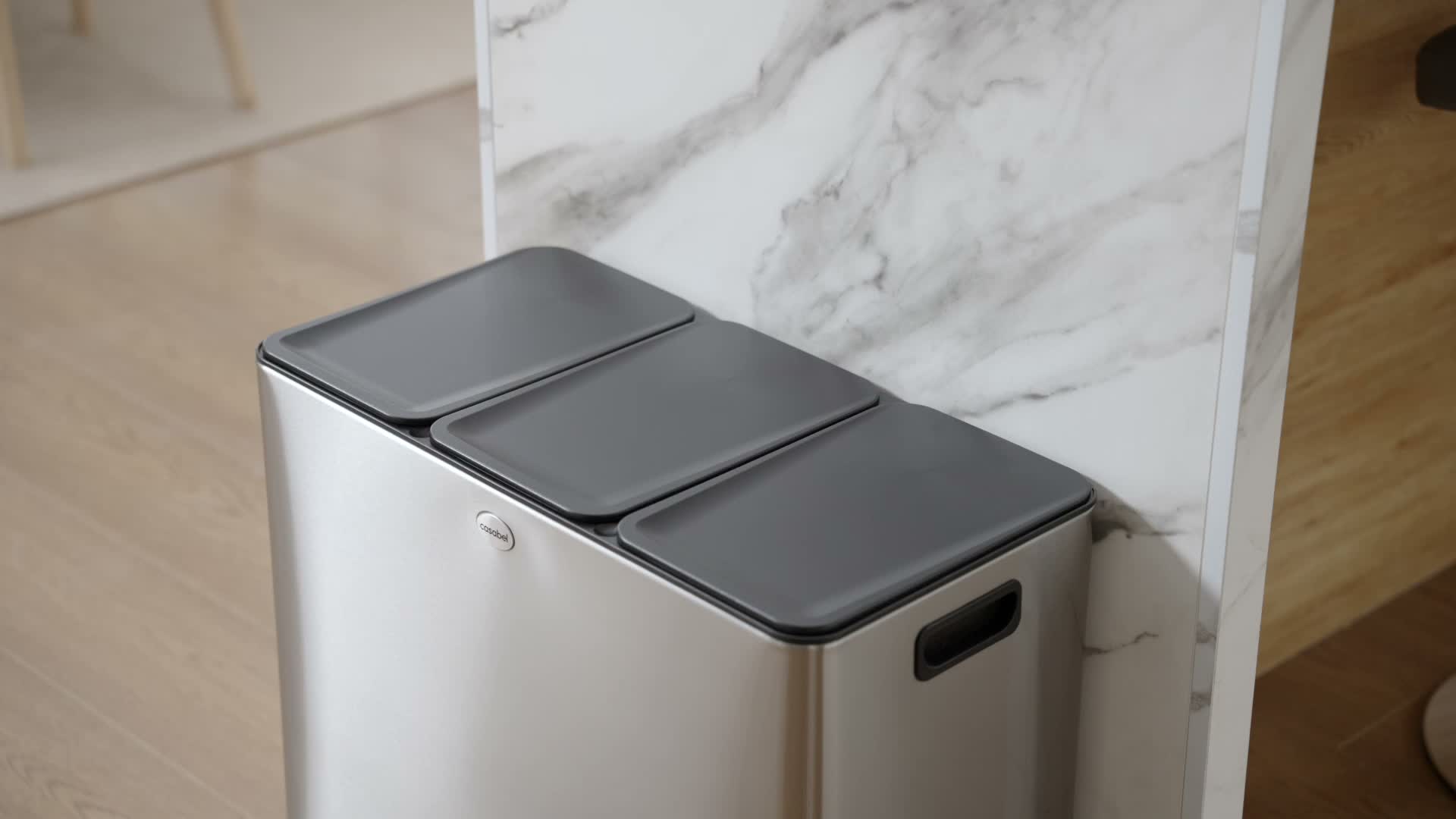 CASABEL Pattumiera, 3x20L, nero, acciaio inox, Anteprima dell’immagine prodotto 7