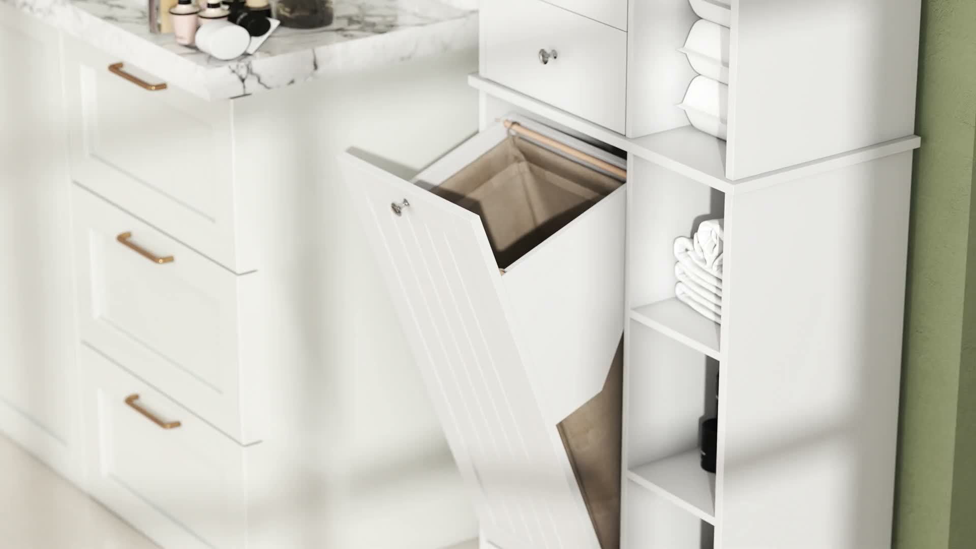 HOMCOM Badezimmerschrank Schmaler Badschrank mit 6 offenen Produktbild-Vorschau 7