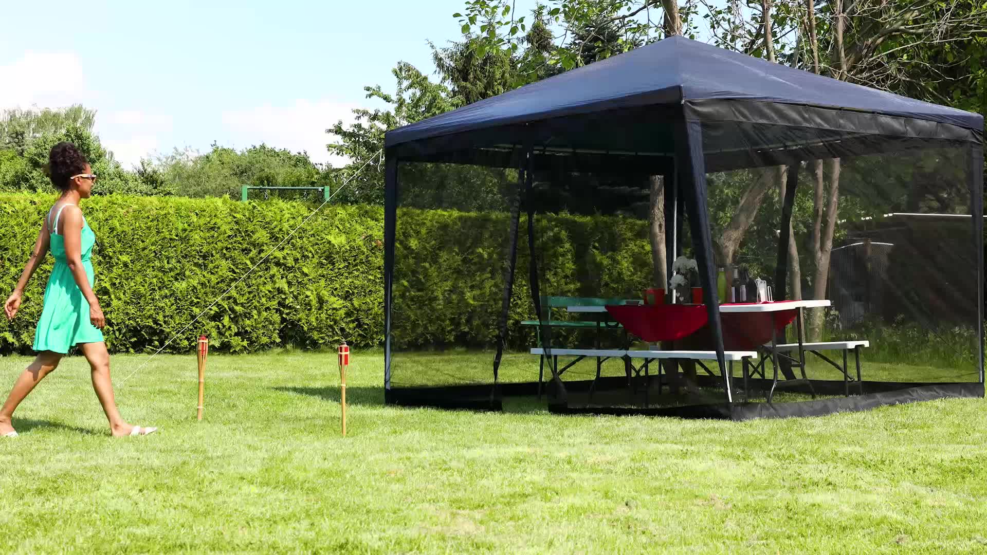 Relaxdays Moskitonetz für 3 x 3 m Pavillon, 2 Seitenteile, Produktbild-Vorschau 7
