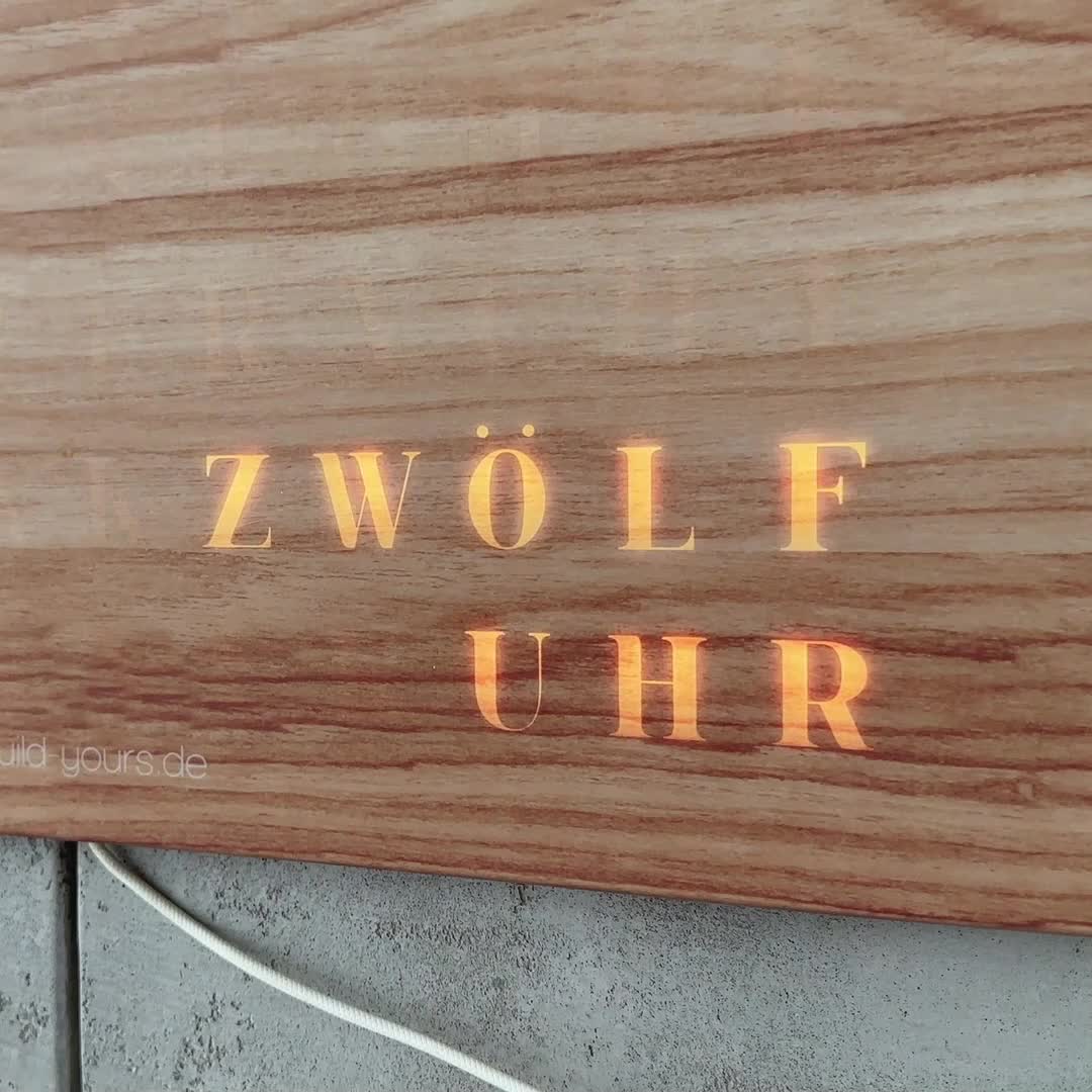 WordClock Jupiter Holz Optik - elegante Wortuhr in Deutsch Produktbild-Vorschau 7
