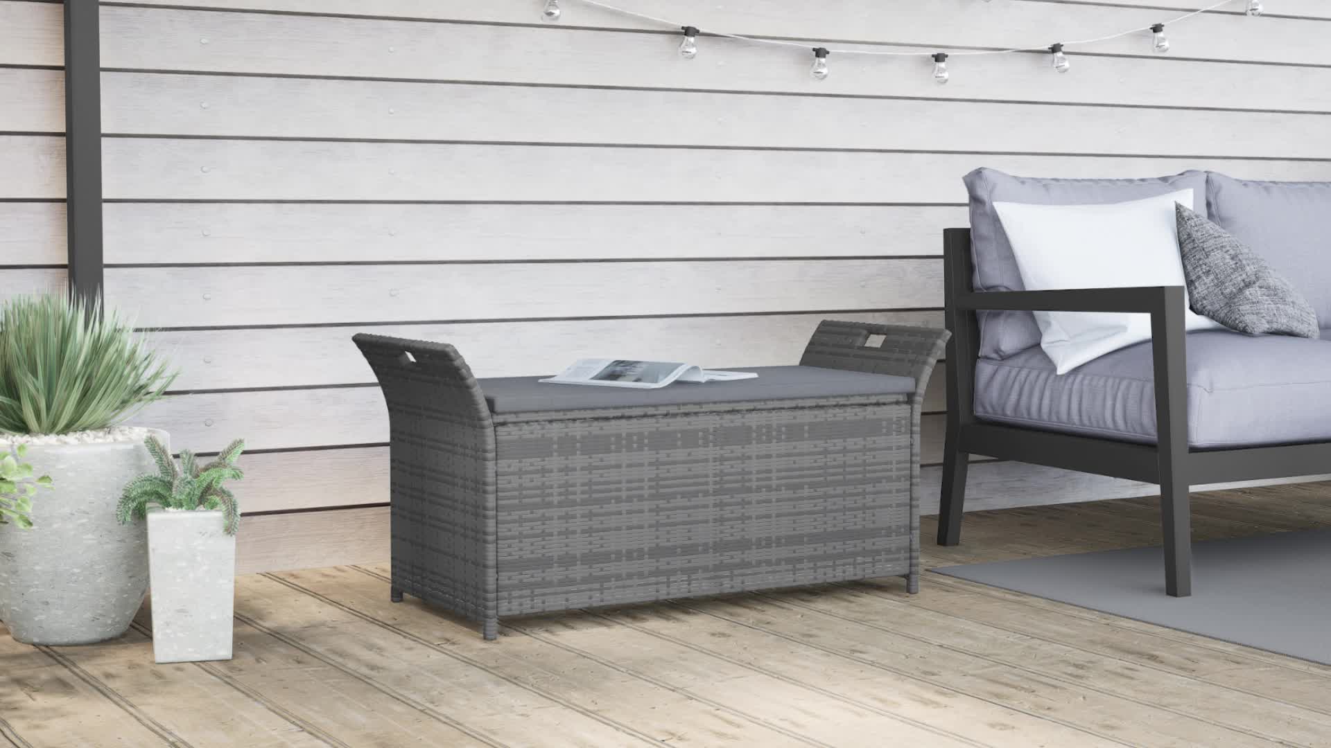 vidaXL Gartenbank mit Kissen Braun 116x46x57 cm Poly Rattan Produktbild-Vorschau 7