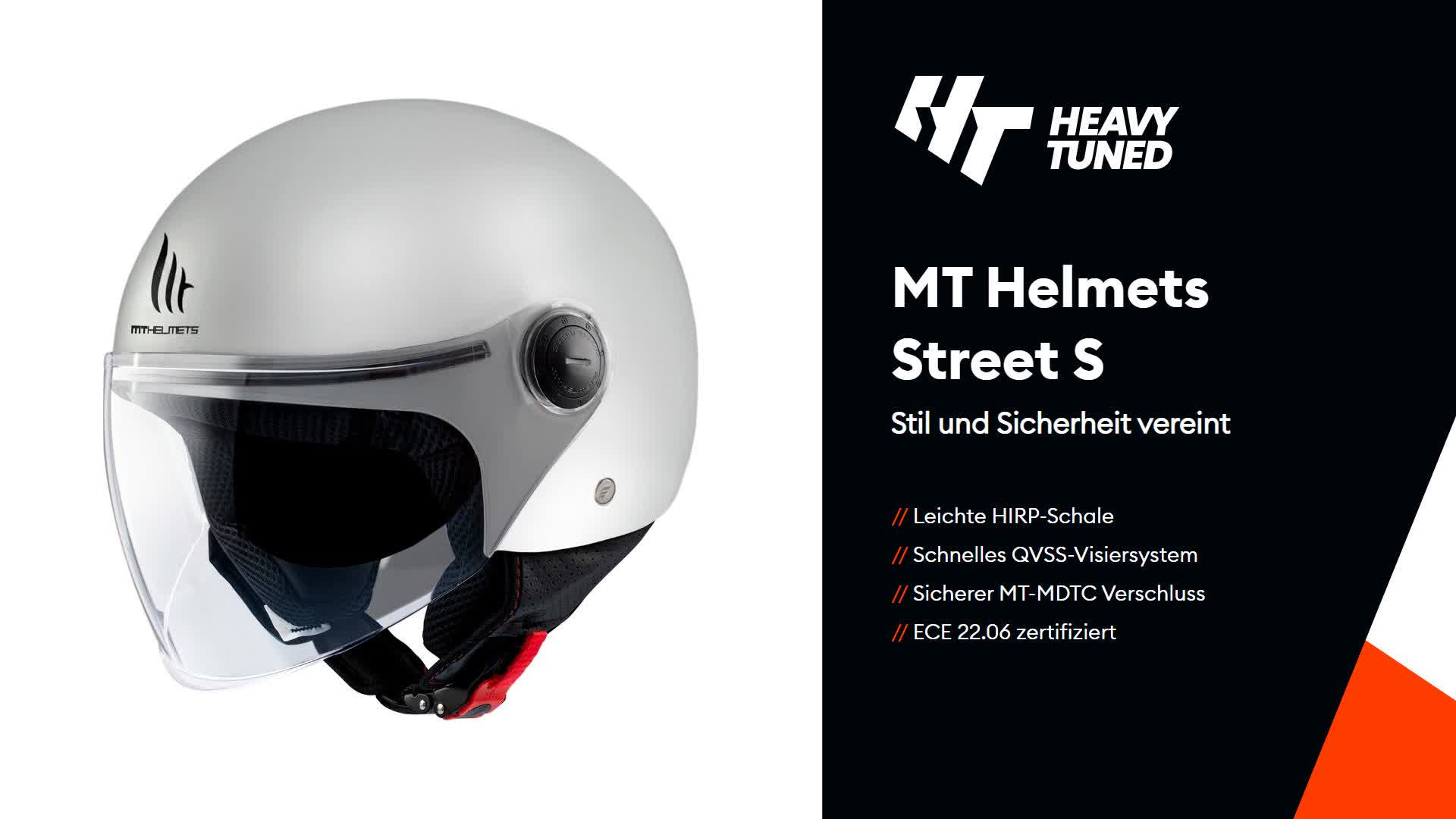 Motorradhelm MT Helmets MT Helmets Street S Jethelm - ECE 22.06 Geprüft & Sicher MT MDTC Helmverschluss