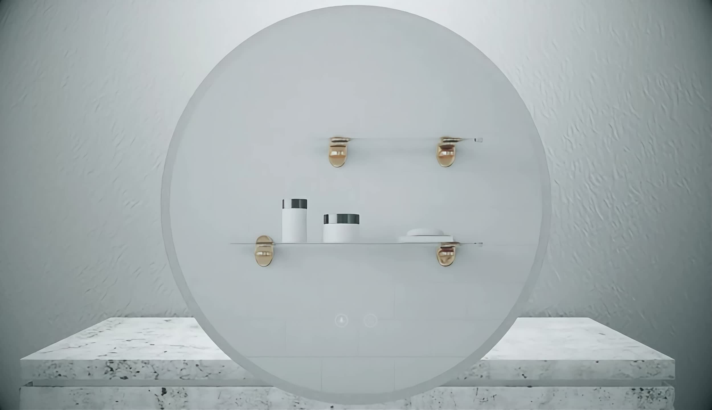HOKO Espejo de Baño LED Redondo 60cm Marco Dorado Anti-vaho Vista previa de la imagen del producto 7