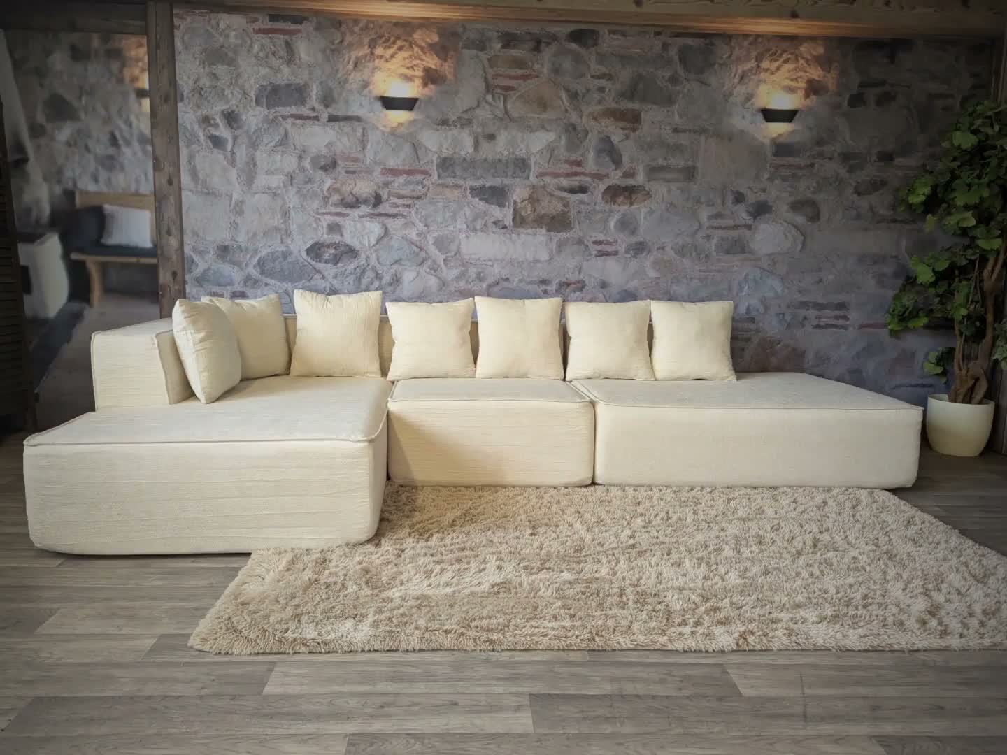 Sofa-Garnitur MCW-Q28, L-Sofa Couch Loungesofa, Stoff Produktbild-Vorschau 7