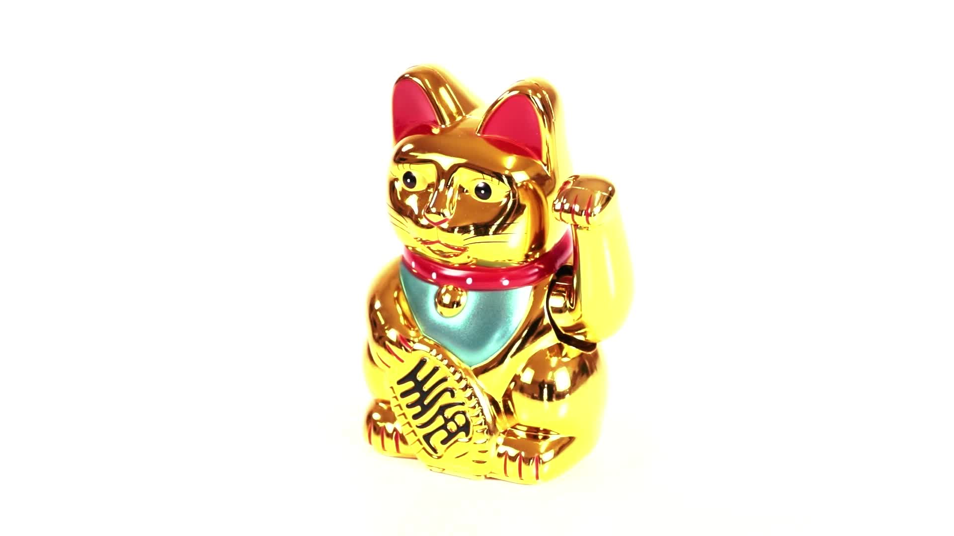 2 x Maneki Neko Winkekatze, Glücksbringer, 16 cm, gold Produktbild-Vorschau 7
