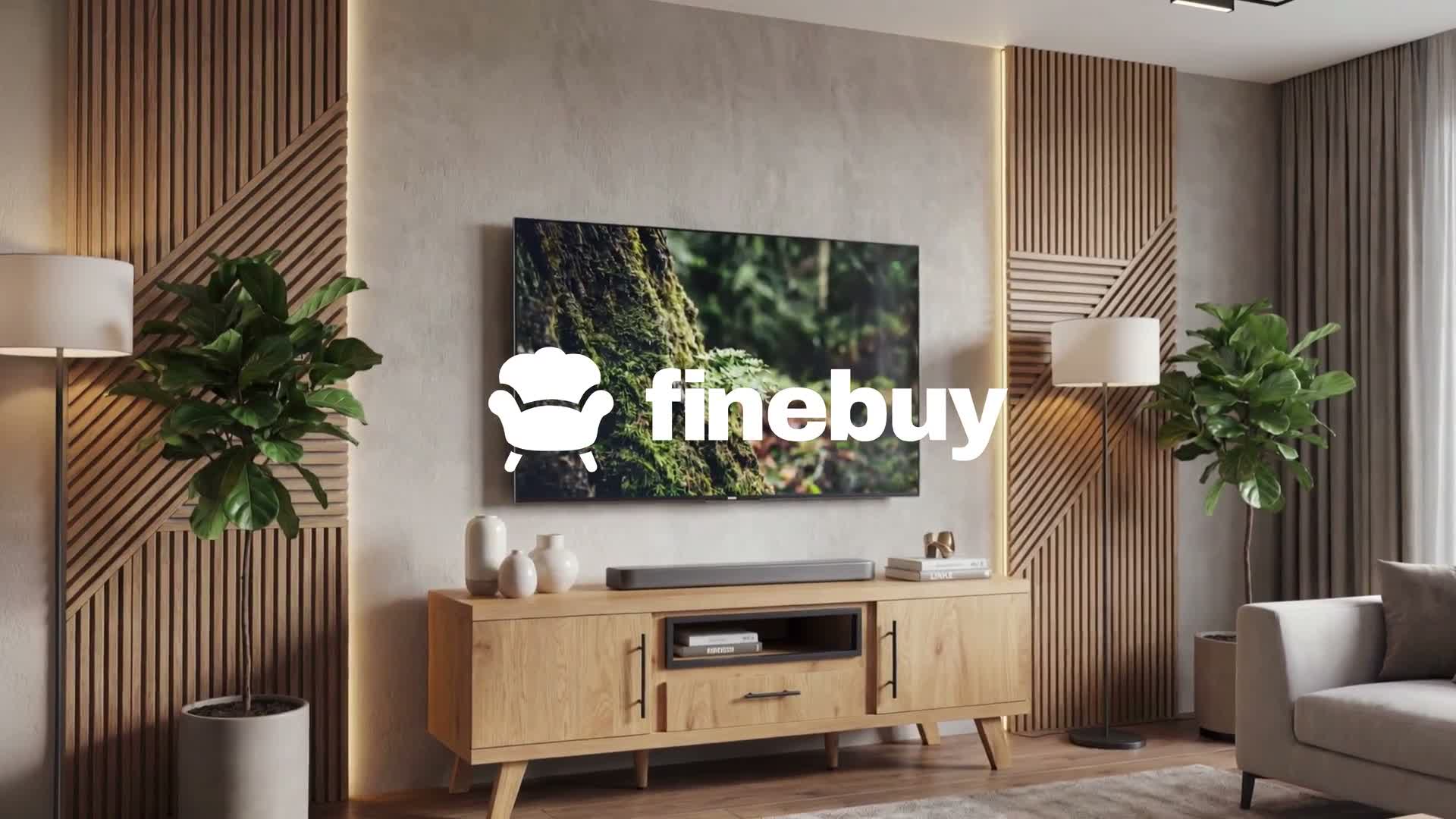 FineBuy TV Lowboard 150cm Eiche Nachbildung Moderner Produktbild-Vorschau 7