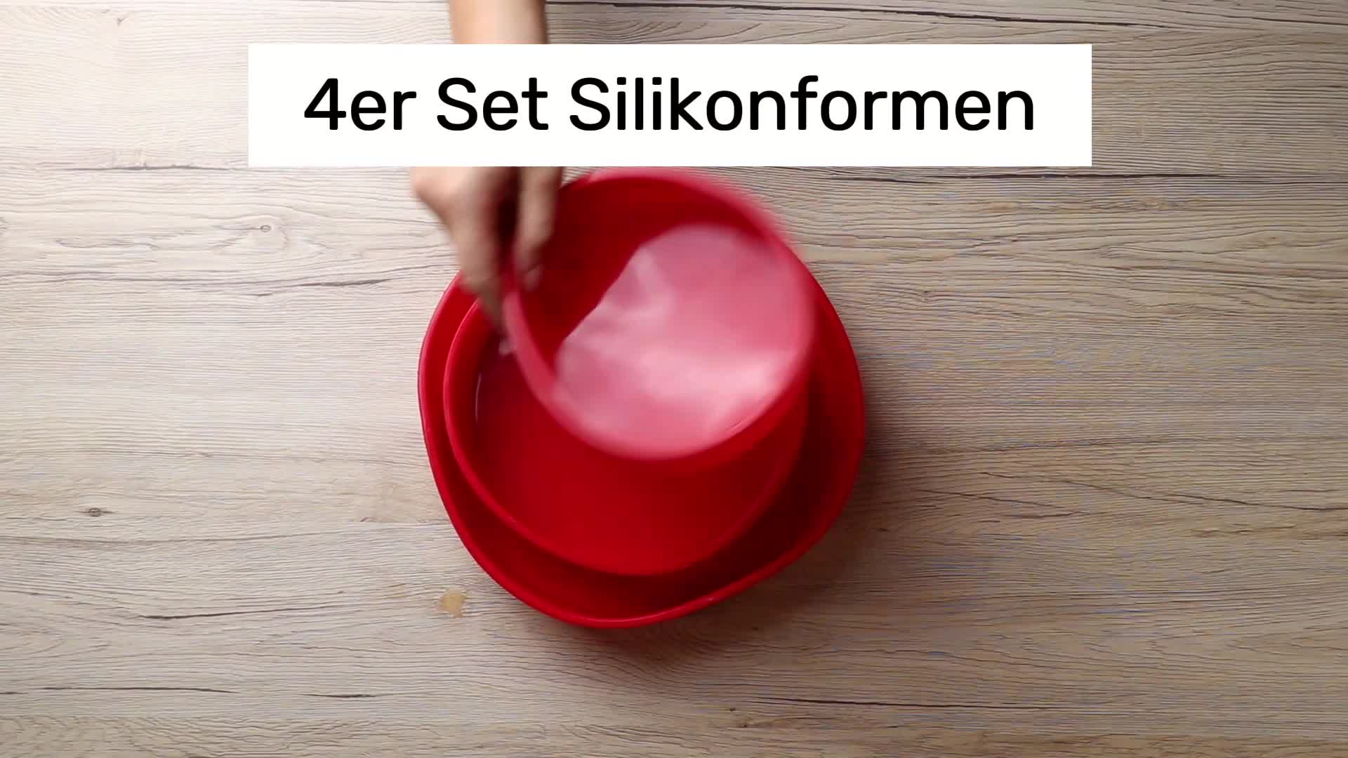 Intirilife 4-teiliges Set Silikon Kuchenbackformen in Rot - Produktbild-Vorschau 7