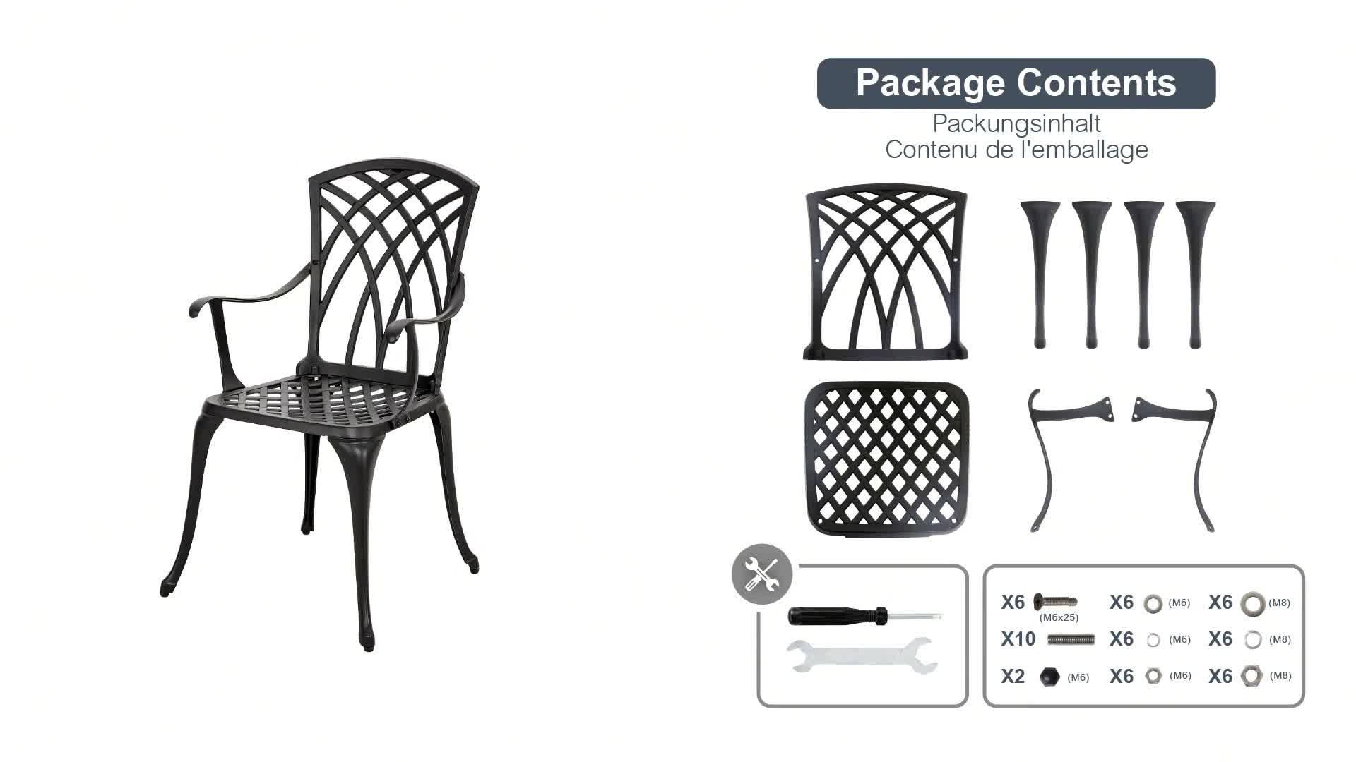 Avestar 3-teiliges Bistroset aus Aluminiumguss, Gartenmöbel Produktbild-Vorschau 7