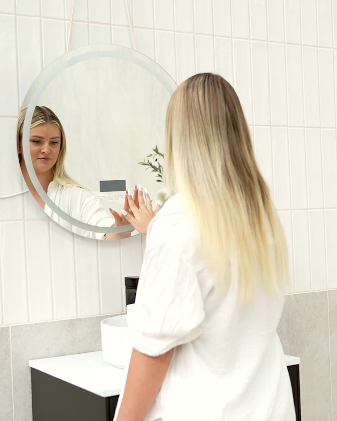 BELIANI Badspiegel Silber Rund ⌀ 60 cm mit LED Beleuchtung Produktbild-Vorschau 7
