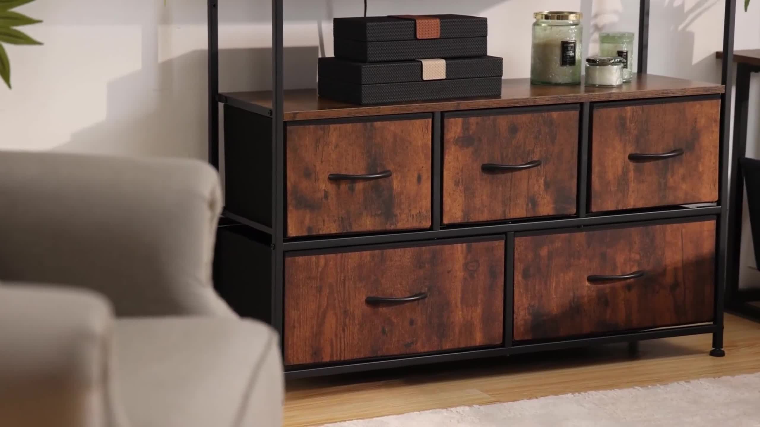 Kommode TV-Schrank mit 5 Schubladen Sideboard Lowboard TV Produktbild-Vorschau 7