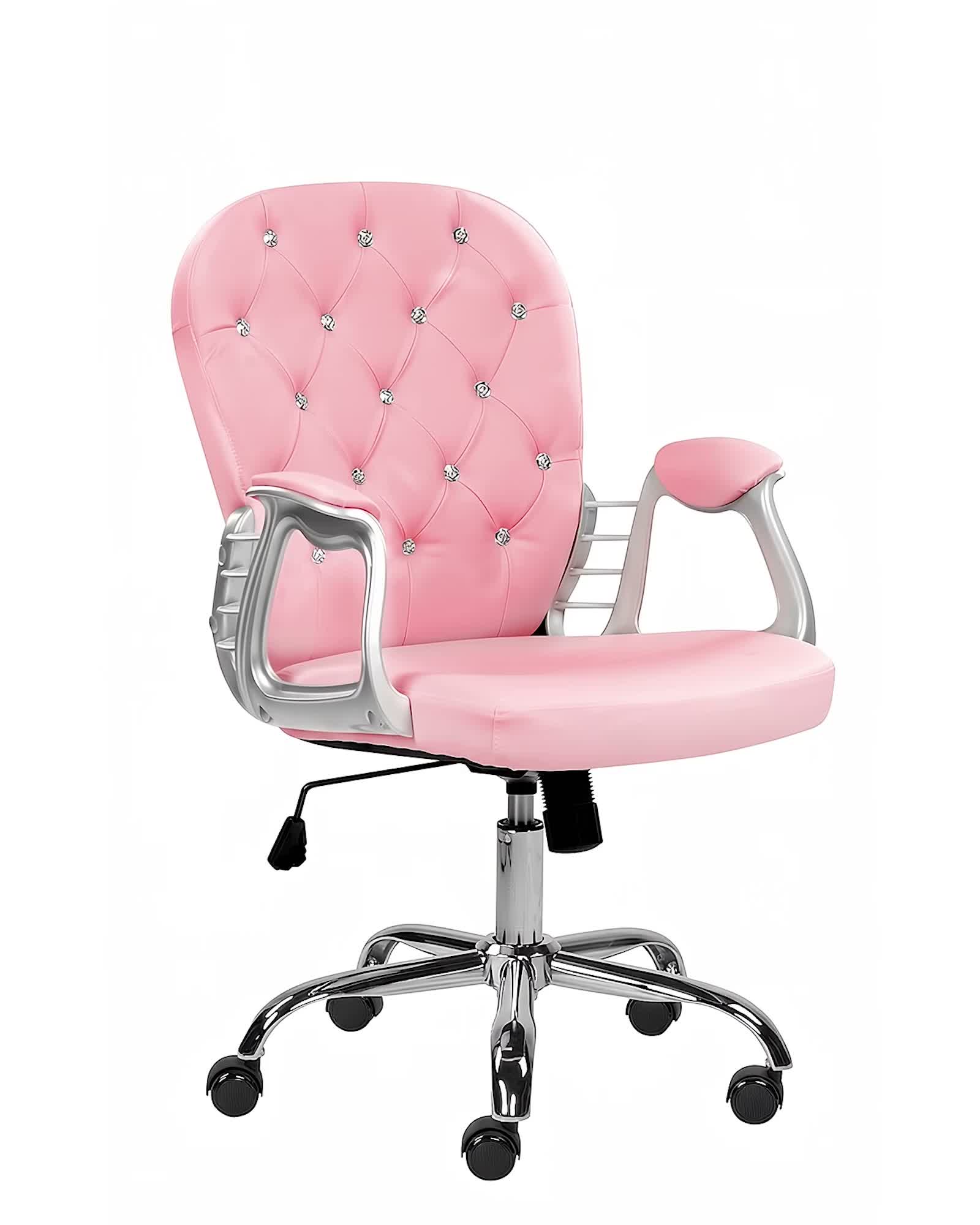 BELIANI Bürostuhl Rosa Kunstleder mit Kristallen Bremsbaren Produktbild-Vorschau 7