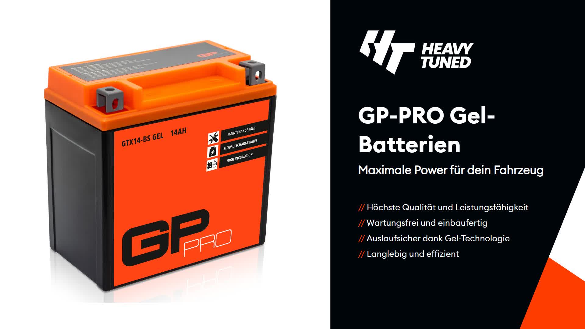 GP-PRO Gel-Batterie 12V 14Ah GTX14-BS Rollerbatterie / Produktbild-Vorschau 7