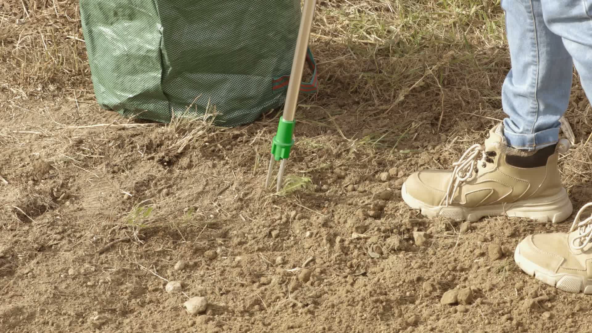 Relaxdays Unkrautstecher mit Gartenabfallsack, Produktbild-Vorschau 7