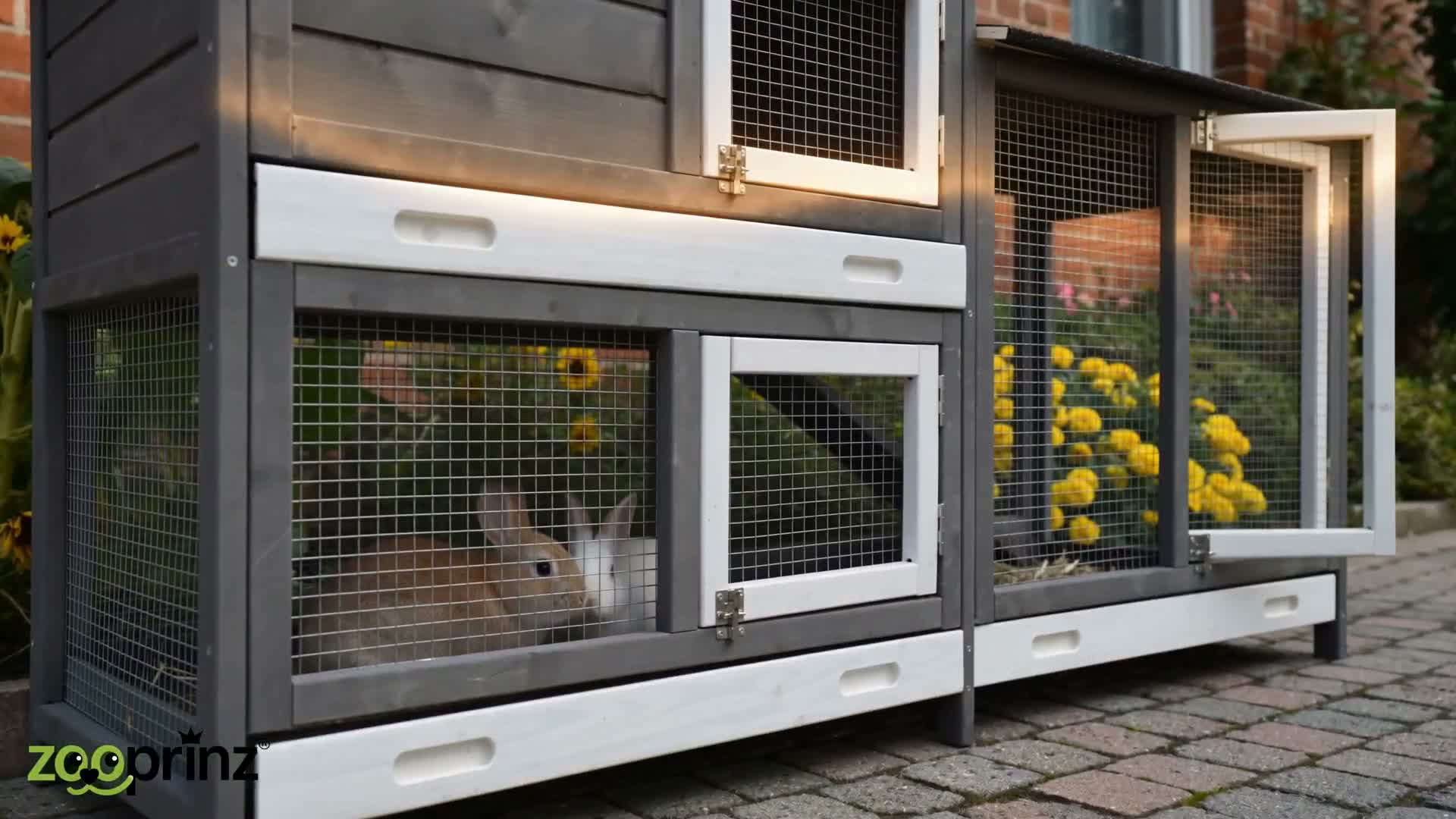 zooprinz Hasenstall Rudy mit Auslauf Kunststoff Schubladen Produktbild-Vorschau 7