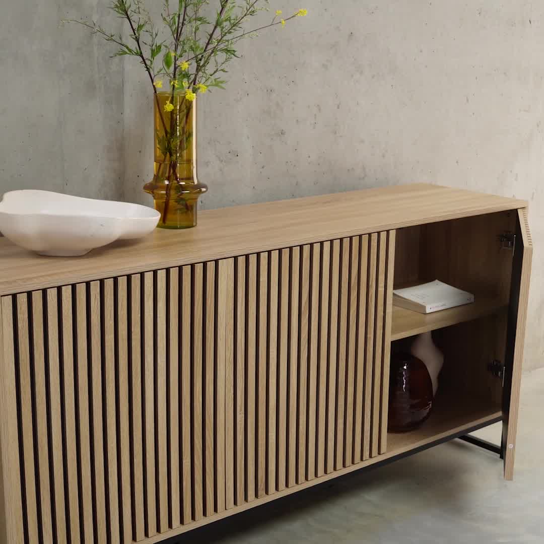 sweeek - Modernes Sideboard mit Holzoptik und Rillenmuster, Produktbild-Vorschau 7