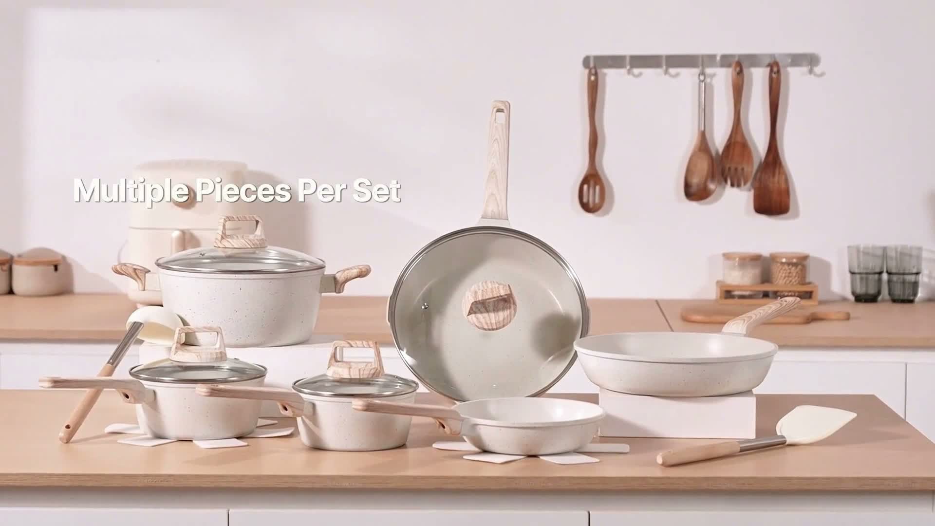 SucceBuy 17-teiliges Antihaft-Granit-Kochgeschirr-Set-weiße Produktbild-Vorschau 7