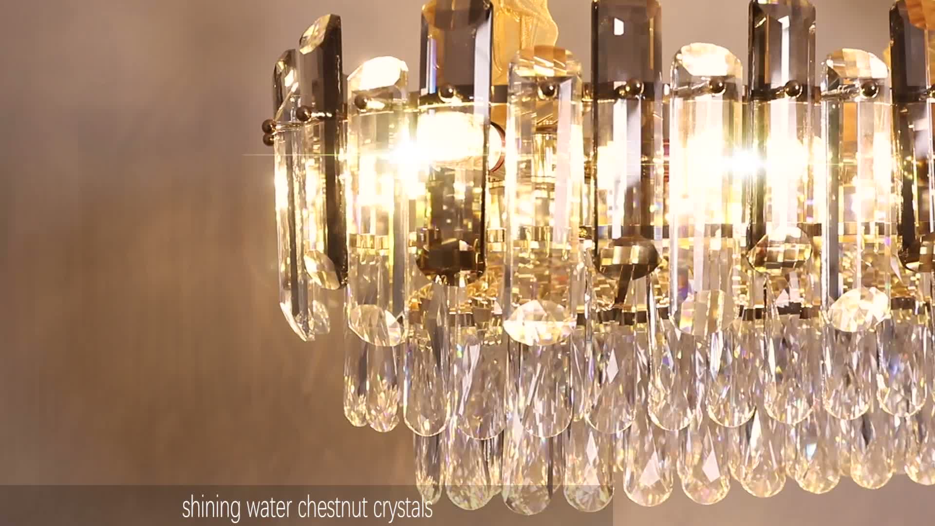 Vrygle Kristall Kronleuchter Gold: 3-stufig oval, 6×E14 Produktbild-Vorschau 7