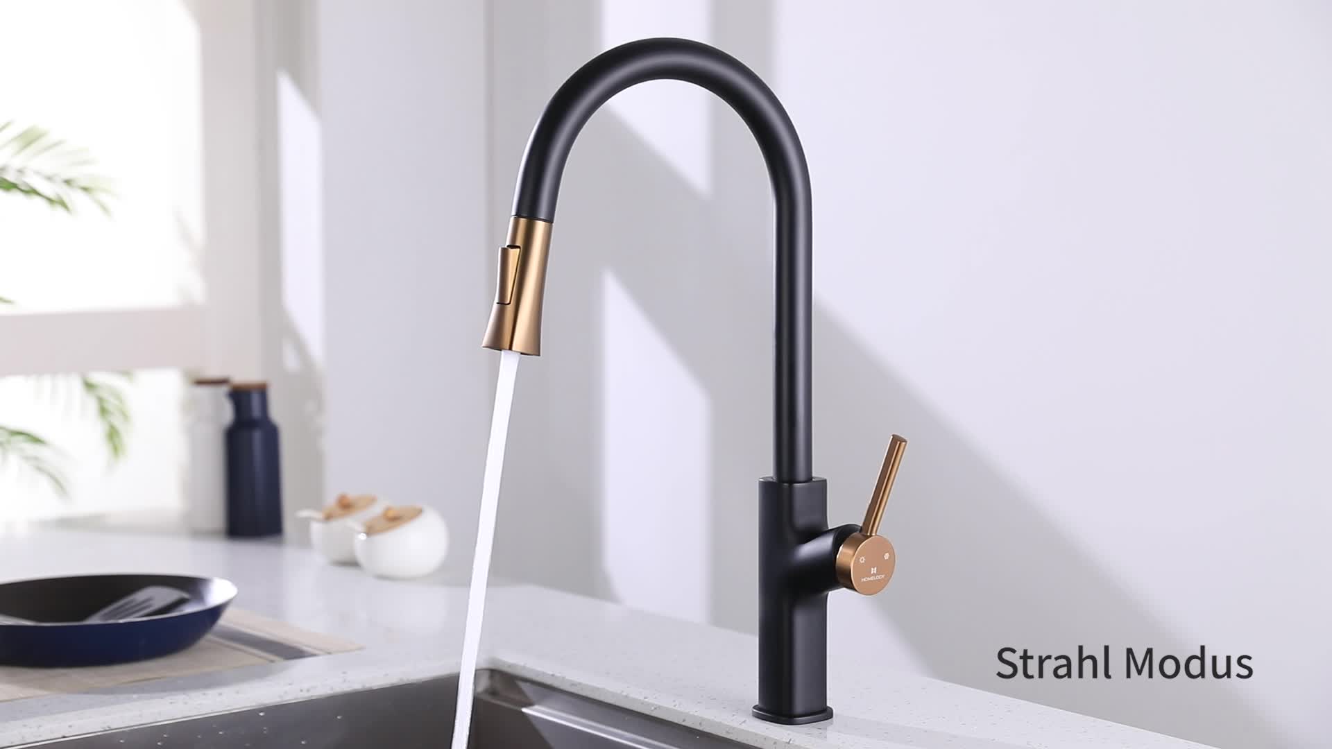 HOMELODY Wasserhahn Küche Schwarz 2 Strahlarten Produktbild-Vorschau 7