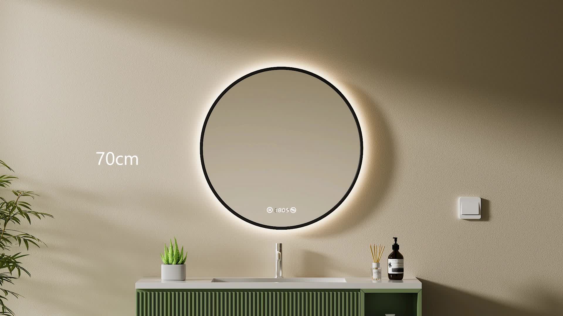 S'AFIELINA Specchio da bagno LED Rotondo 80cm, touch, Anteprima dell’immagine prodotto 7