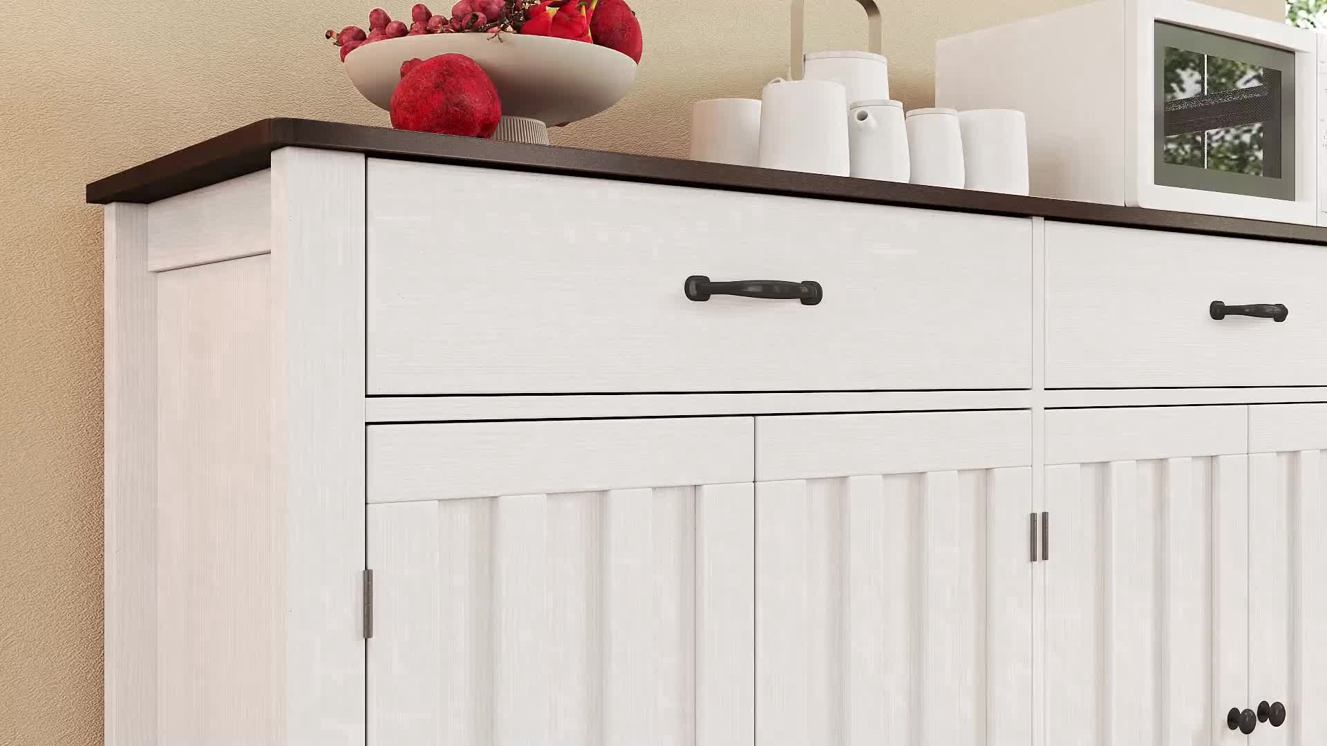 BEALIFE Sideboard mit Schubladen | Retro-Grau, 140x40x90 cm Produktbild-Vorschau 7