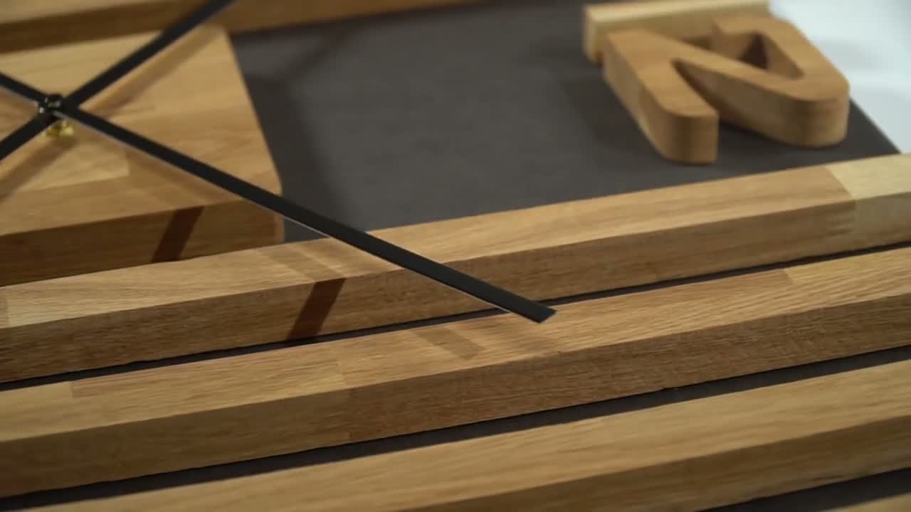 Wanduhr groß modern Holz Eiche lautlos ohne Tickgeräusche Produktbild-Vorschau 7