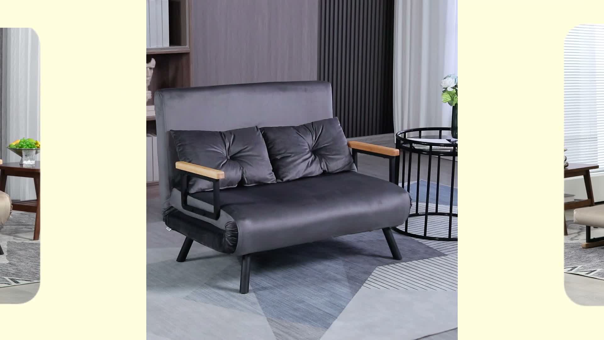 HOMCOM Schlafsofa Klappbett mit Bettfunktion Verstellbarer Produktbild-Vorschau 7