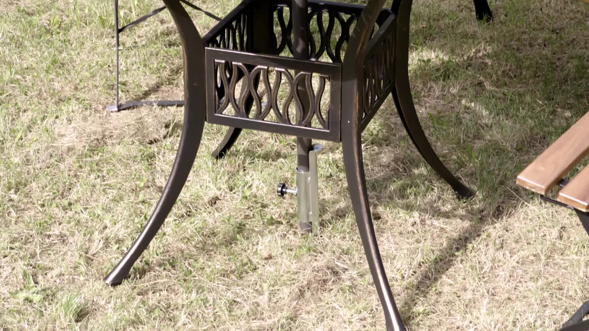 Relaxdays Gartentisch mit Schirmloch, antike Optik, Produktbild-Vorschau 7