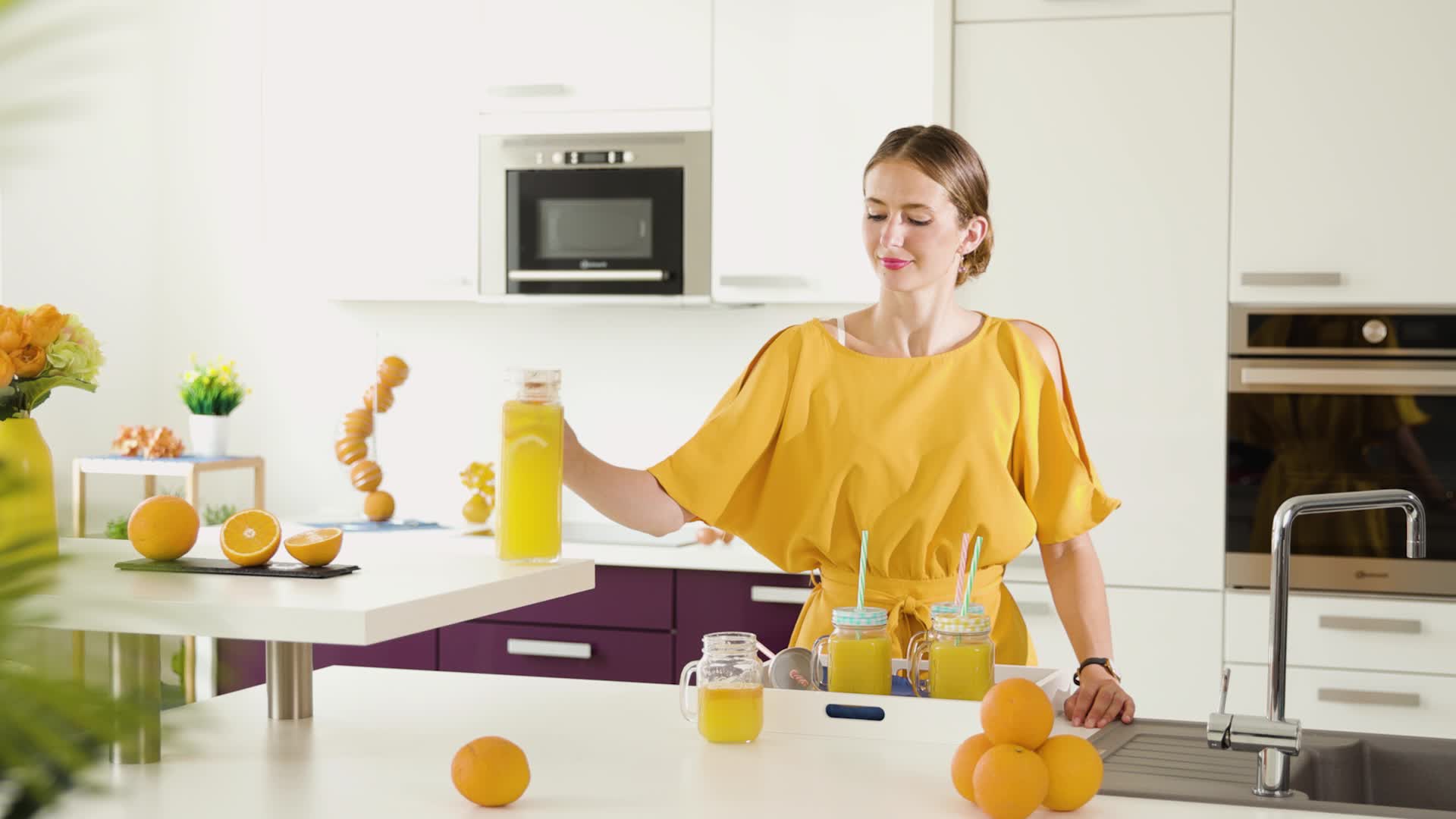 Relaxdays Saftkrug 1 l, Gastro, Henkel, Glas, Produktbild-Vorschau 7