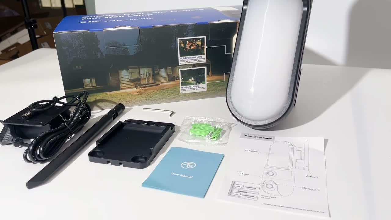 Wandleuchte mit Dual-Objektiv Überwachungskamera, 3MP HD, Produktbild-Vorschau 7