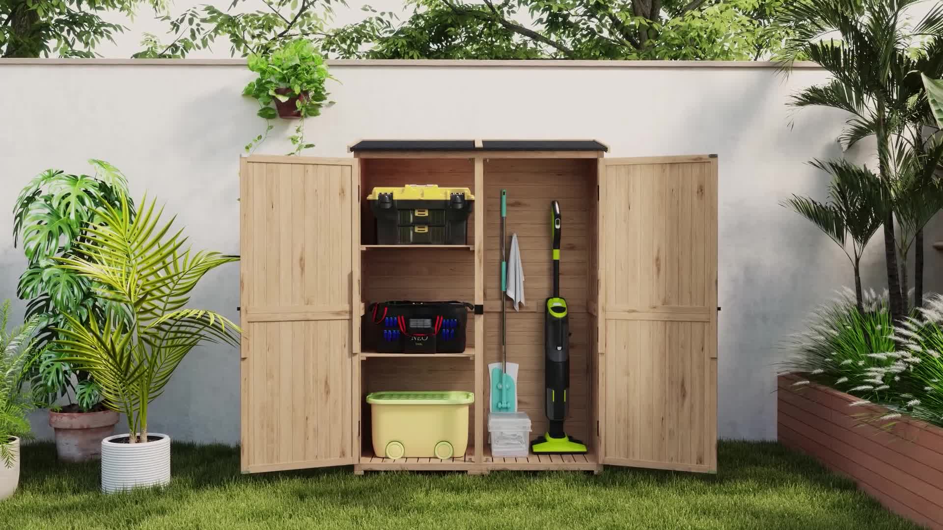 BEALIFE Gartenschrank 140x44x162 cm | 2 Türen & großes Produktbild-Vorschau 7