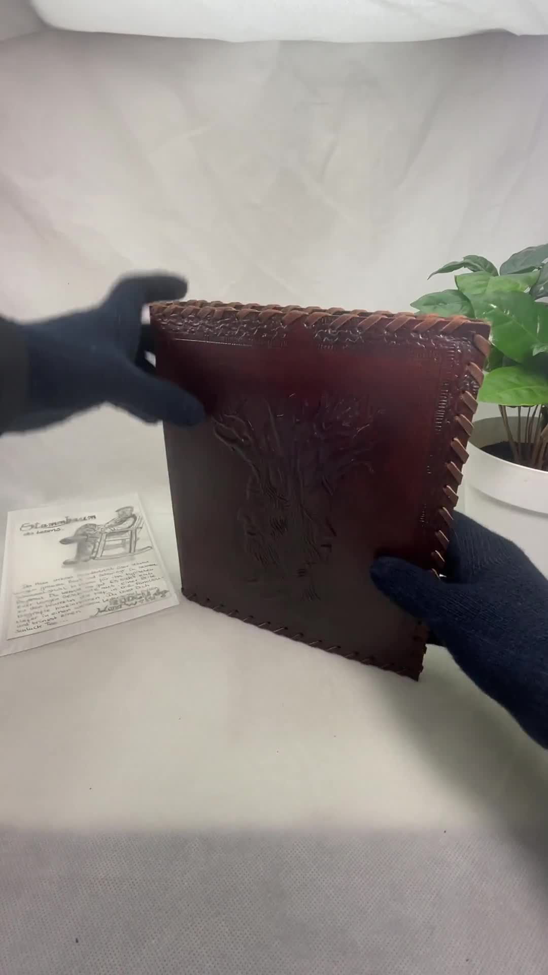 Akten Ordner 2 Ringe DIN A5 Echt Leder Handdien Stammbaum Produktbild-Vorschau 6