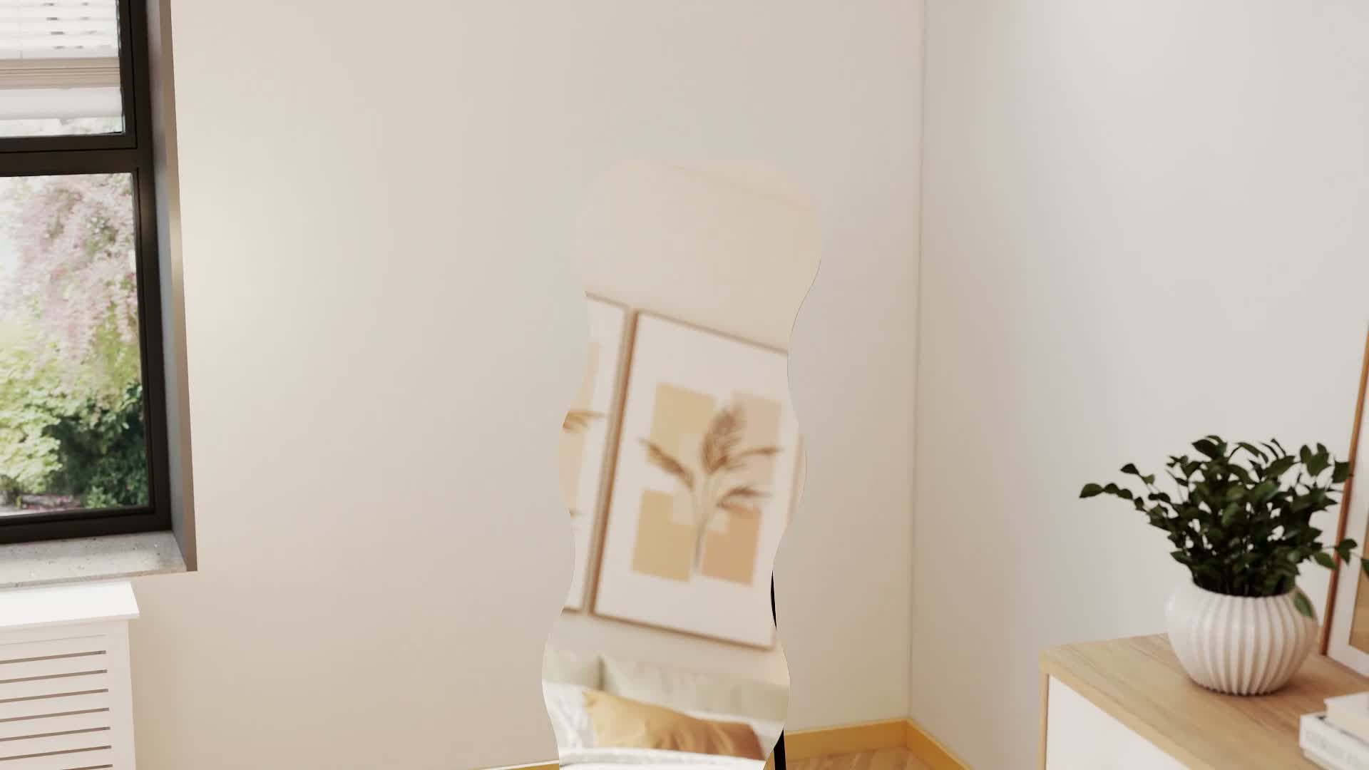HOMCOM Ganzkörperspiegel 160x50 cm unregelmäßig gewellt Produktbild-Vorschau 7