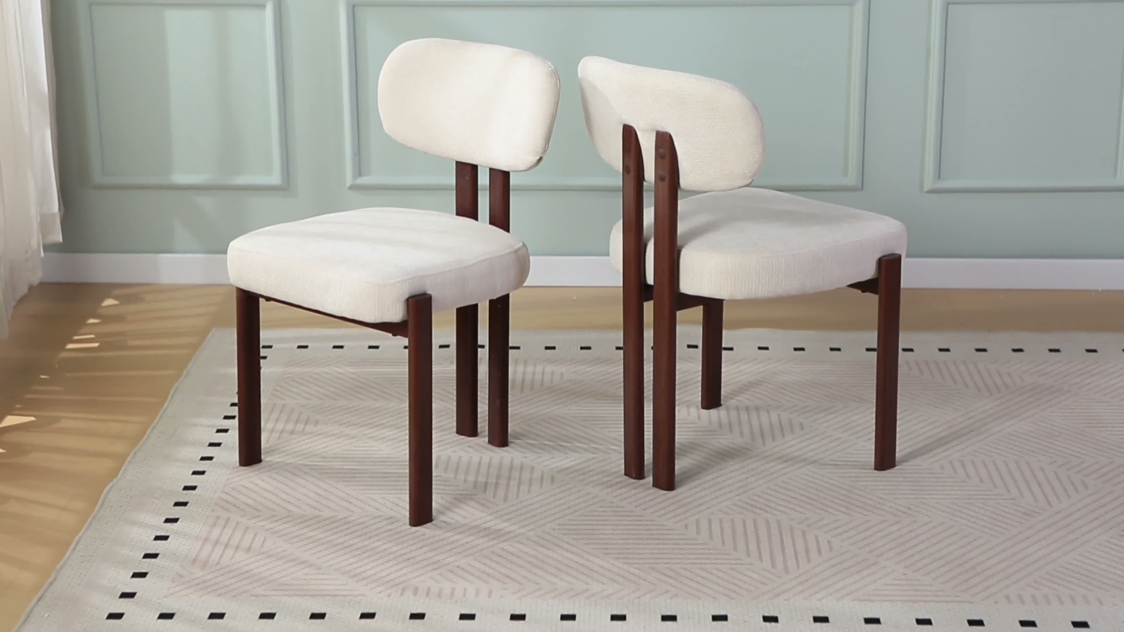 6er-Set Esszimmerstühle, Stoff, Beige – Beine in dunkler Produktbild-Vorschau 7