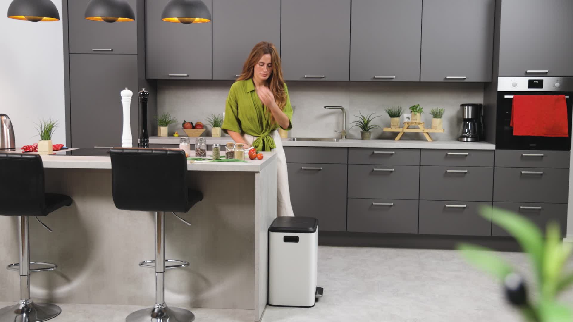 Relaxdays Mülleimer 2 x 15 Liter, Küchenmülleimer mit Produktbild-Vorschau 7