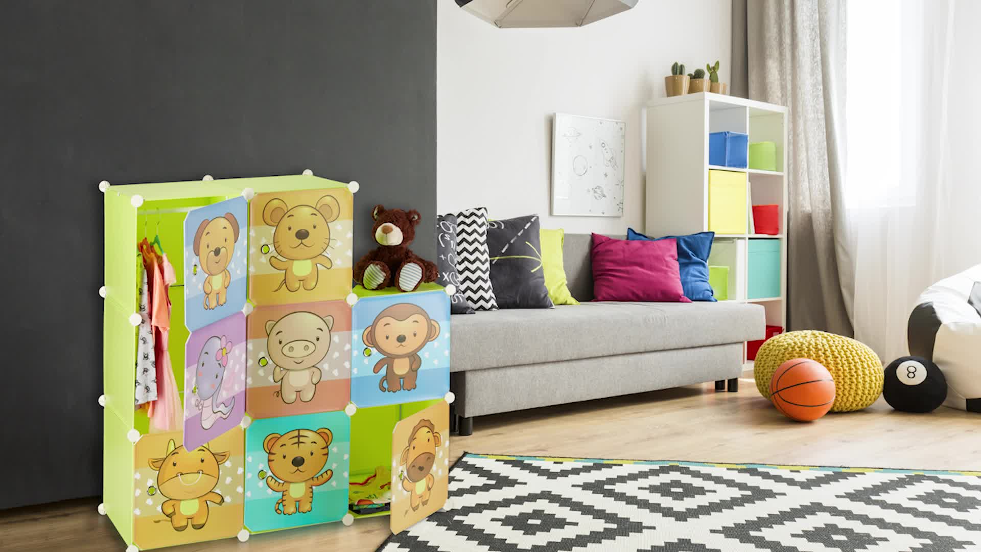 Relaxdays Kinderregal mit Tiermotiv, Kunststoff Steckregal Produktbild-Vorschau 7