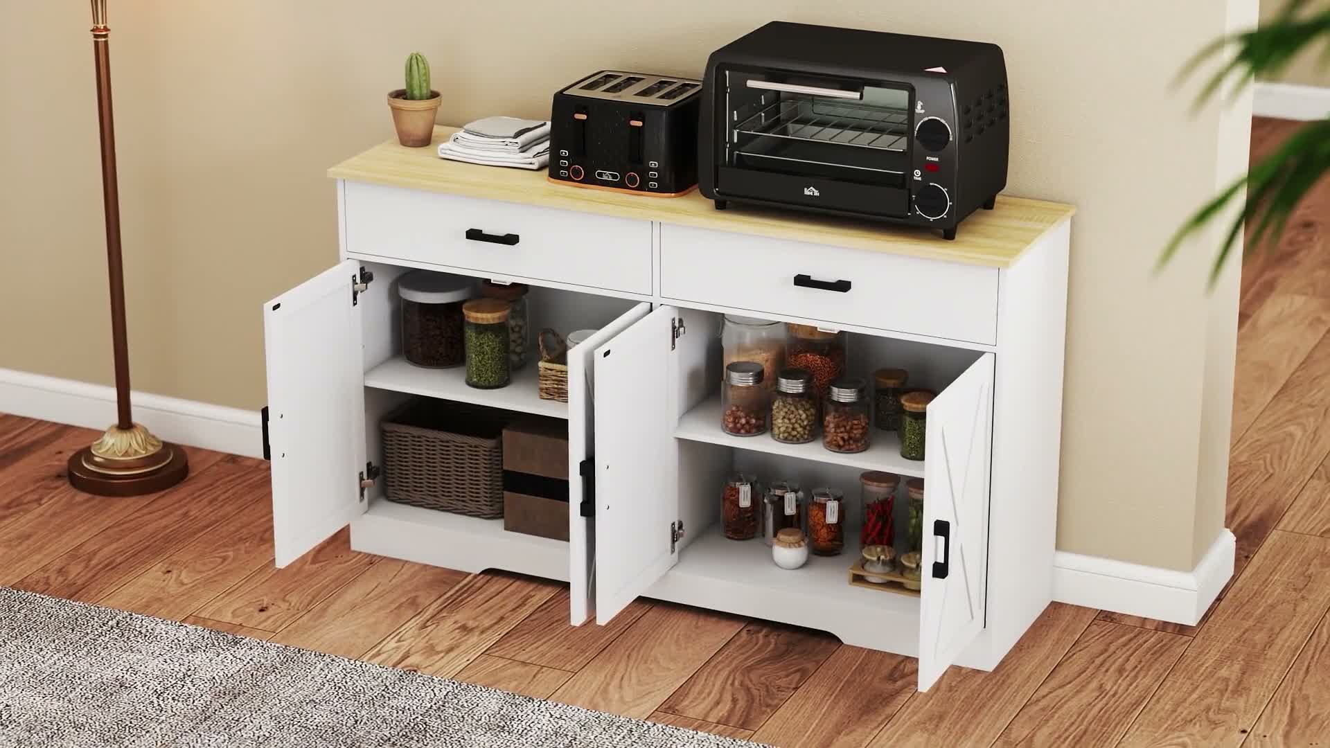 HOMCOM Sideboard Küchenschrank mit 4 Türen und 2 Produktbild-Vorschau 7