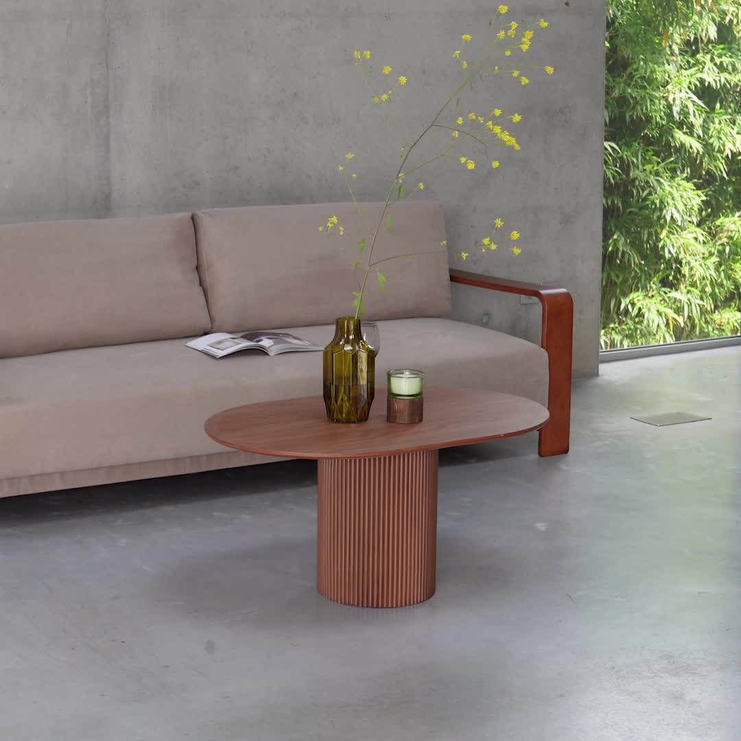 sweeek - Ovaler Couchtisch mit geriffelter Holzoptik - Produktbild-Vorschau 7